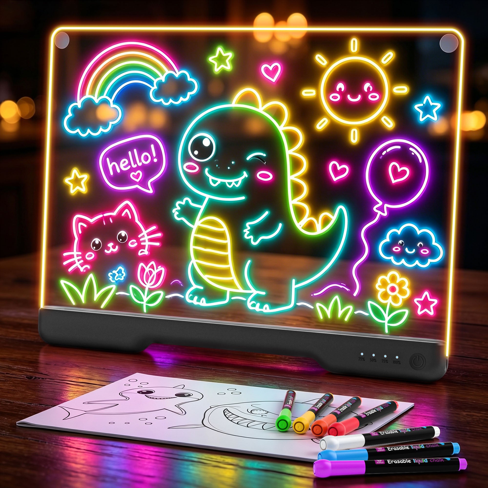 Geokay GlowLite 16-inch LED Drawing Board for creative drawing, family activities, gifts, and kids learning