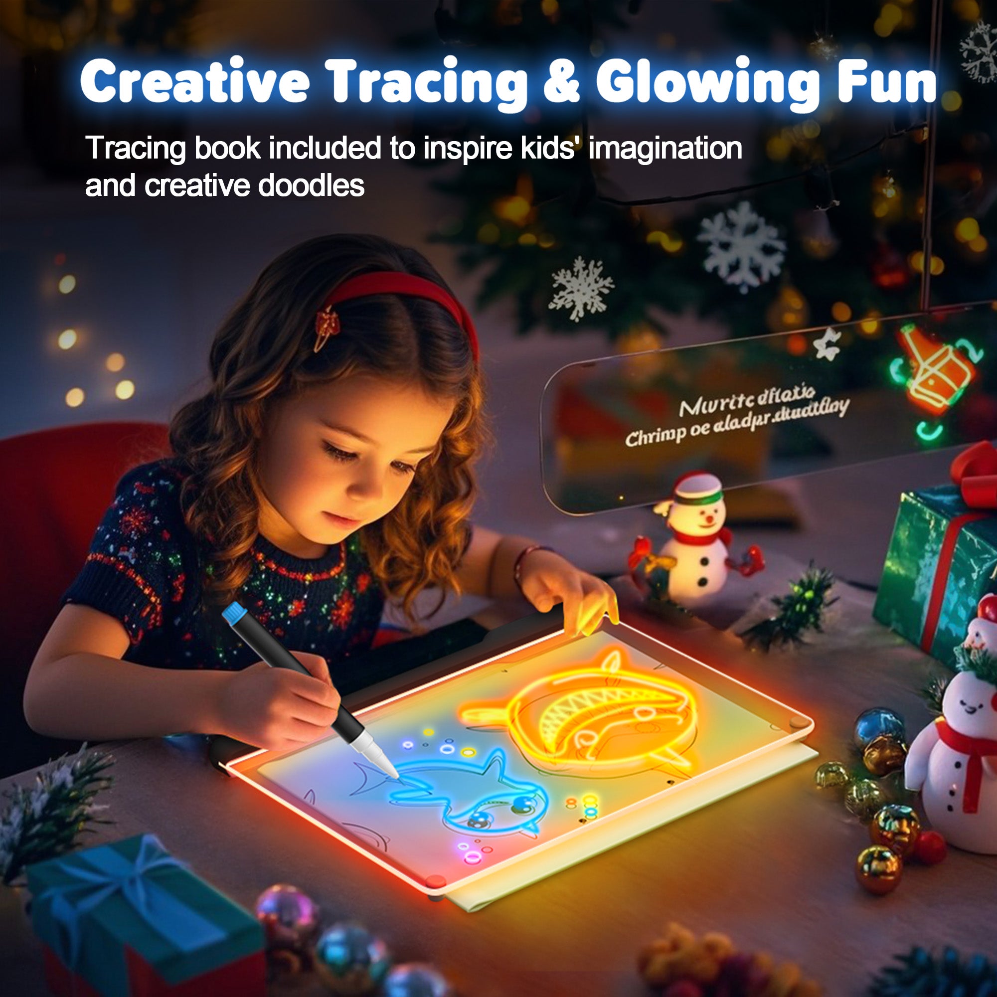 Geokay GlowLite 16-inch LED Drawing Board for creative drawing, family activities, gifts, and kids learning