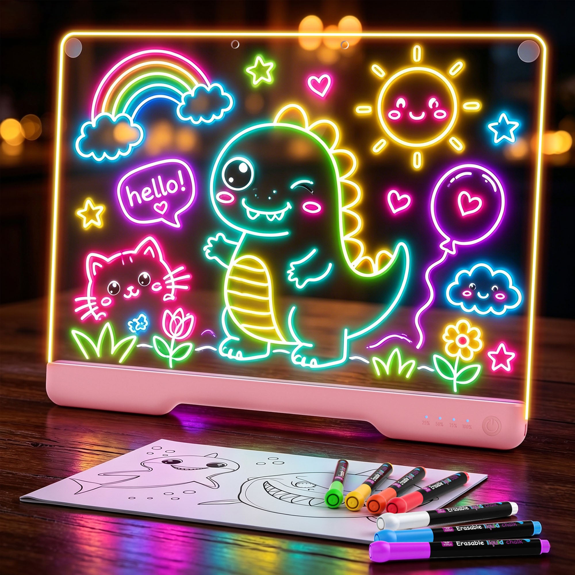 Geokay GlowLite 16-inch LED Drawing Board for creative drawing, family activities, gifts, and kids learning