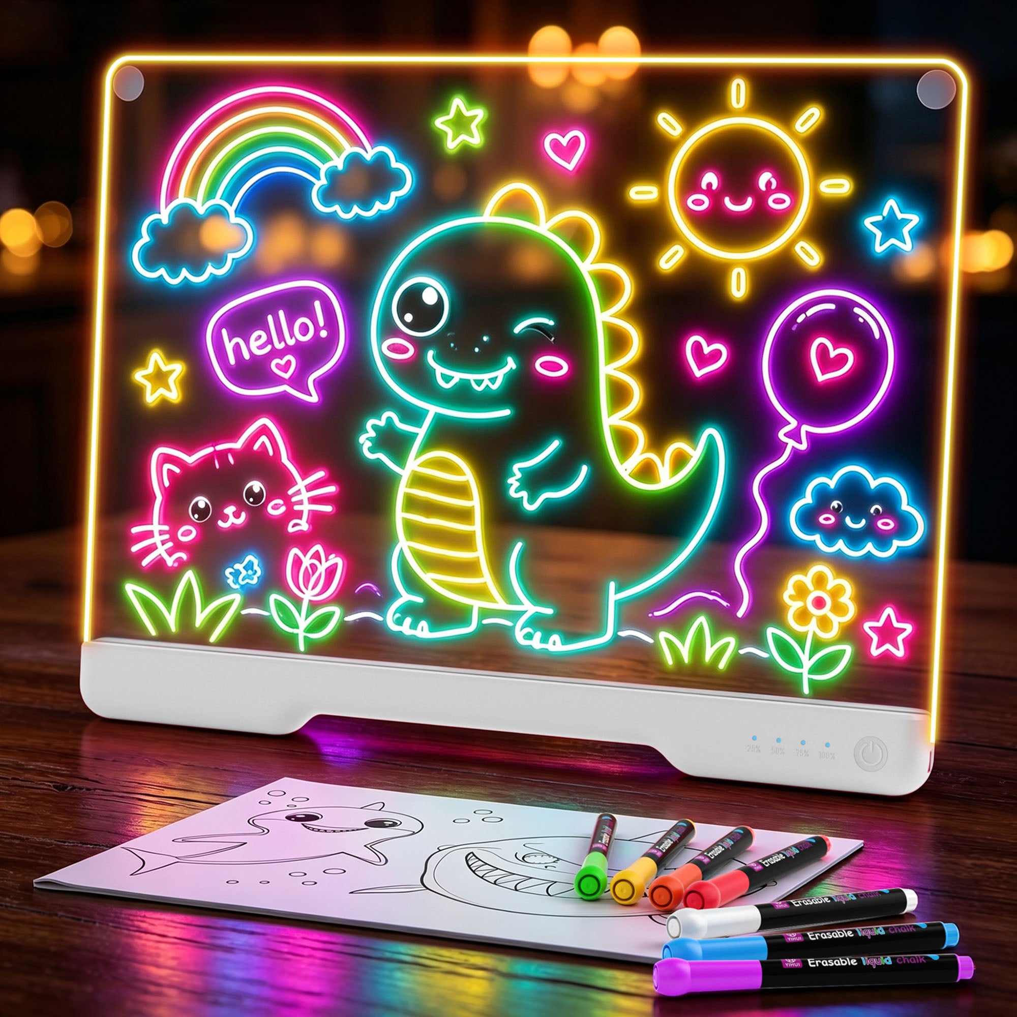Geokay GlowLite 16-inch LED Drawing Board for creative drawing, family activities, gifts, and kids learning