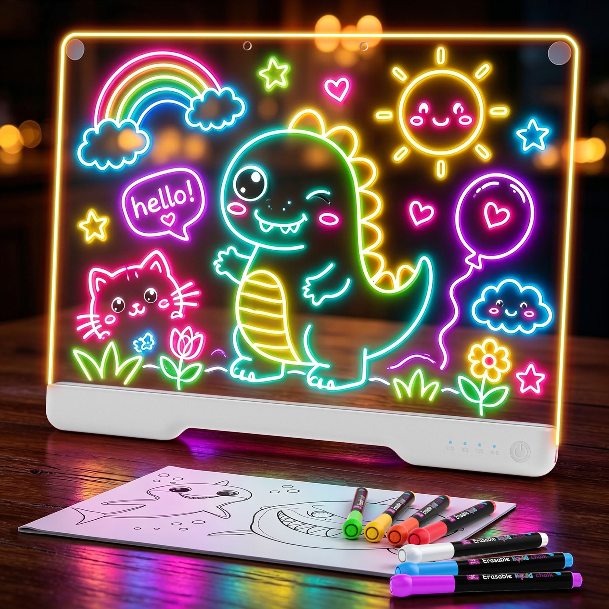 Geokay GlowLite 16-inch LED Drawing Board for creative drawing, family activities, gifts, and kids learning
