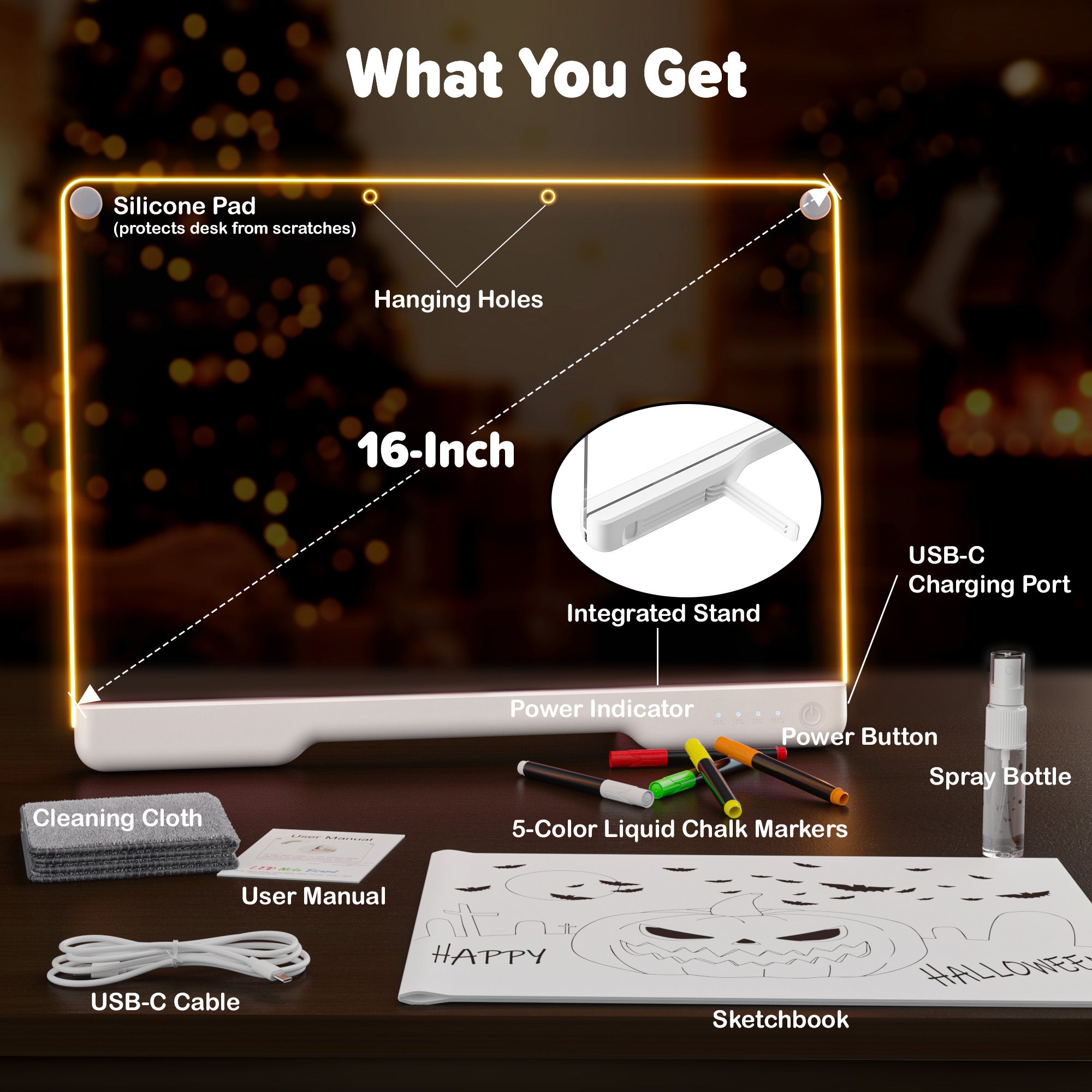 Geokay GlowLite 16-inch LED Drawing Board for creative drawing, family activities, gifts, and kids learning