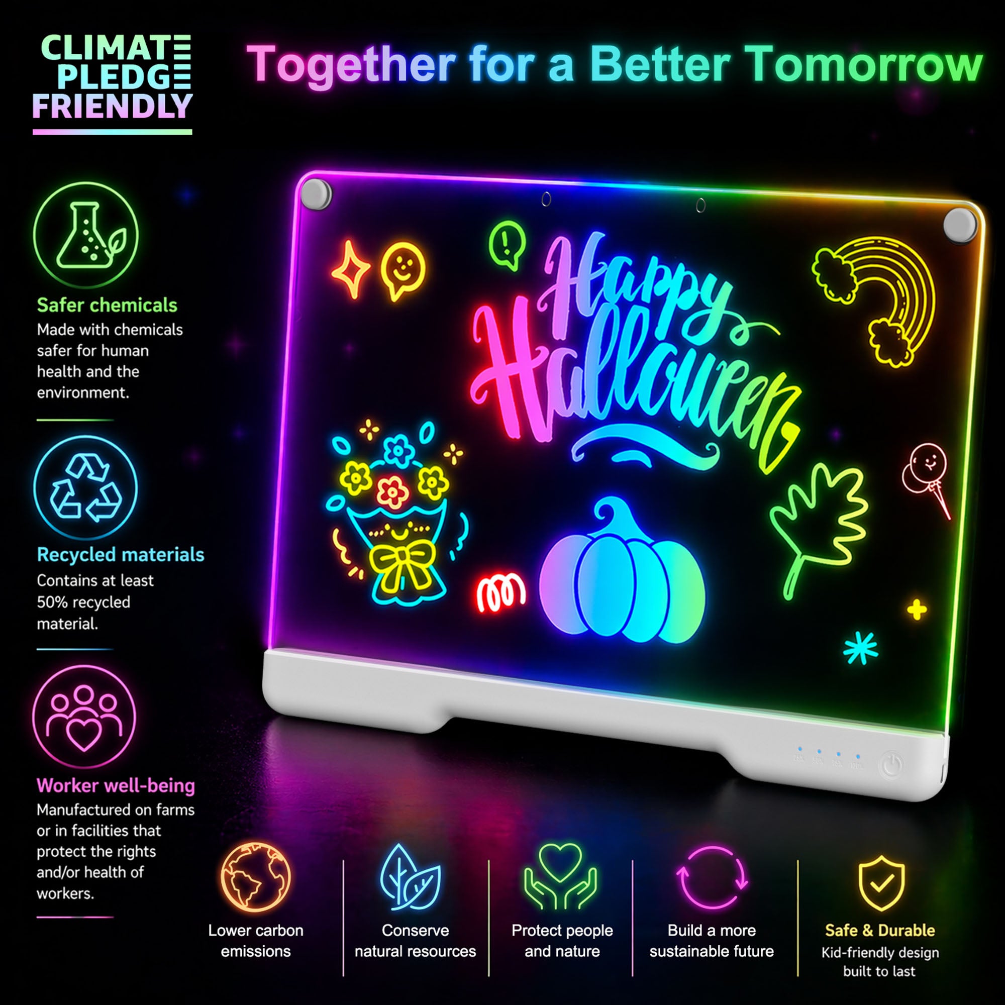Geokay GlowLite 16-inch LED Drawing Board for creative drawing, family activities, gifts, and kids learning