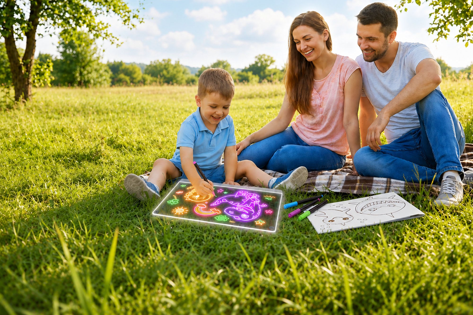 Geokay GlowLite 16-inch LED Drawing Board for outdoor creativity and family adventures