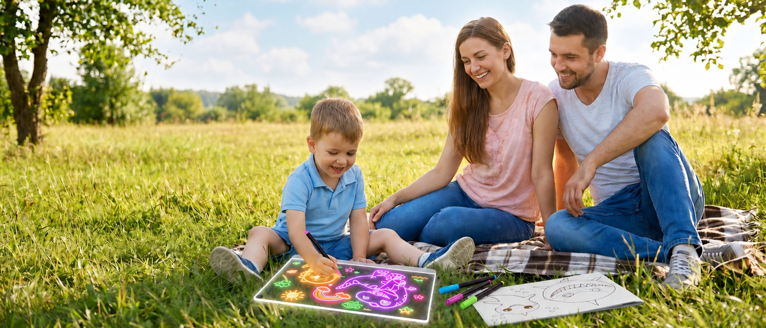 Geokay GlowLite 16-inch LED Drawing Board for outdoor creativity and family adventures