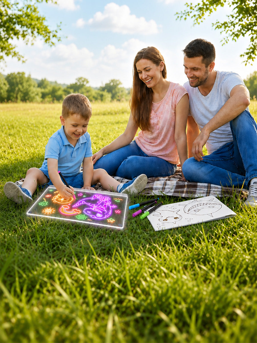 Geokay GlowLite 16-inch LED Drawing Board for outdoor creativity and family adventures