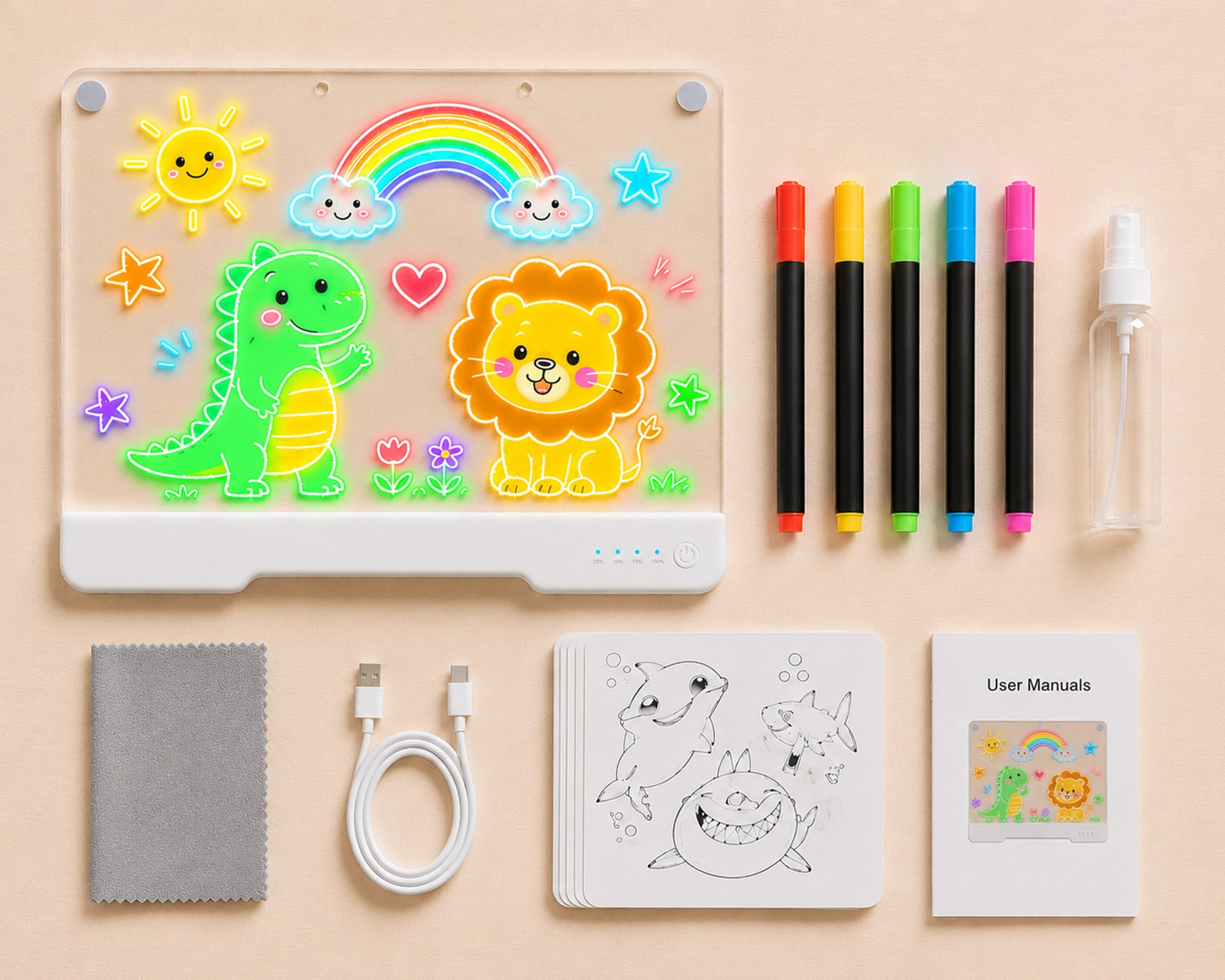 Geokay GlowLite_16-inch LED Drawing Board whats in the box