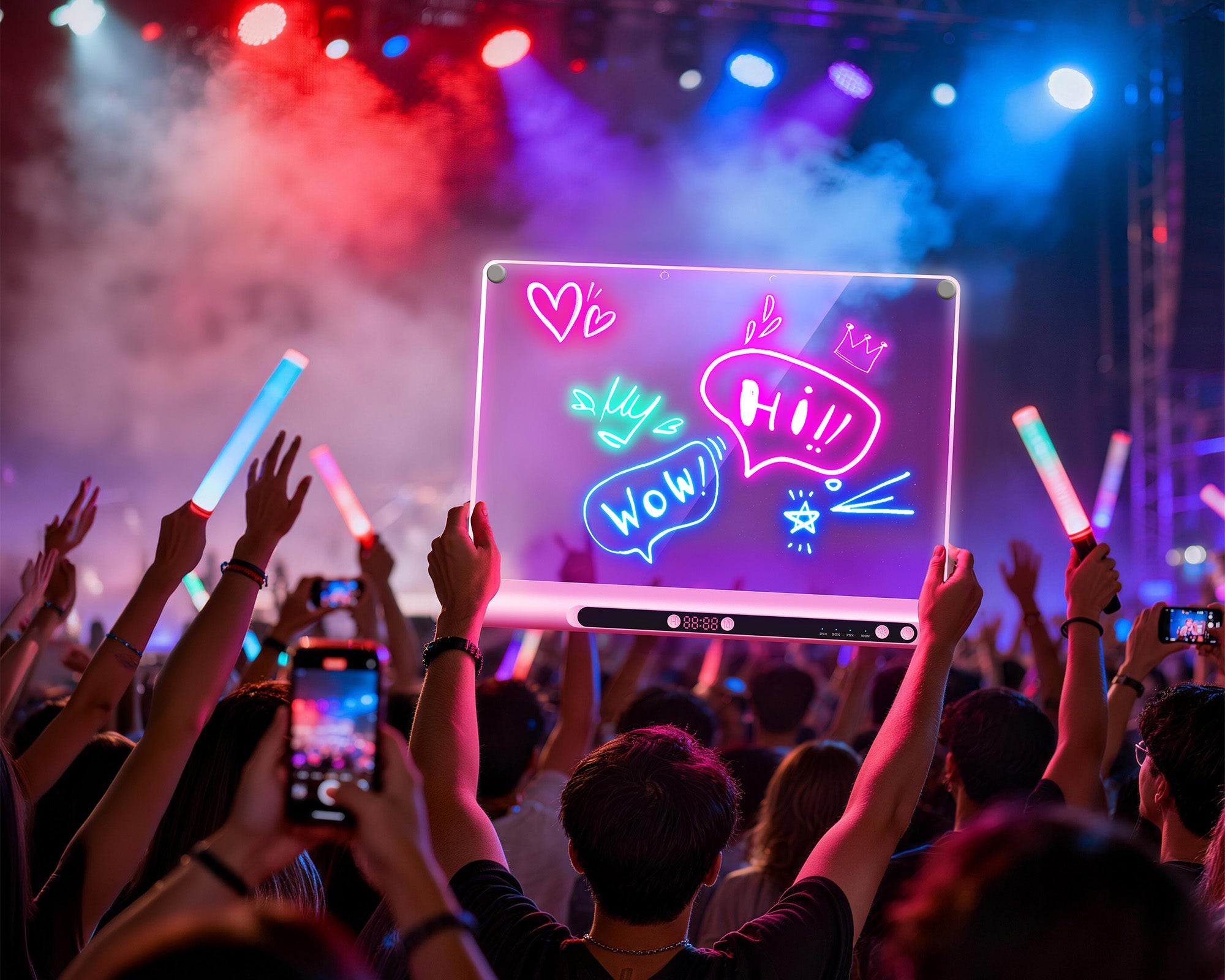 Geokay GlowPro 16-inch LED Drawing Board for glowing messages at live performances