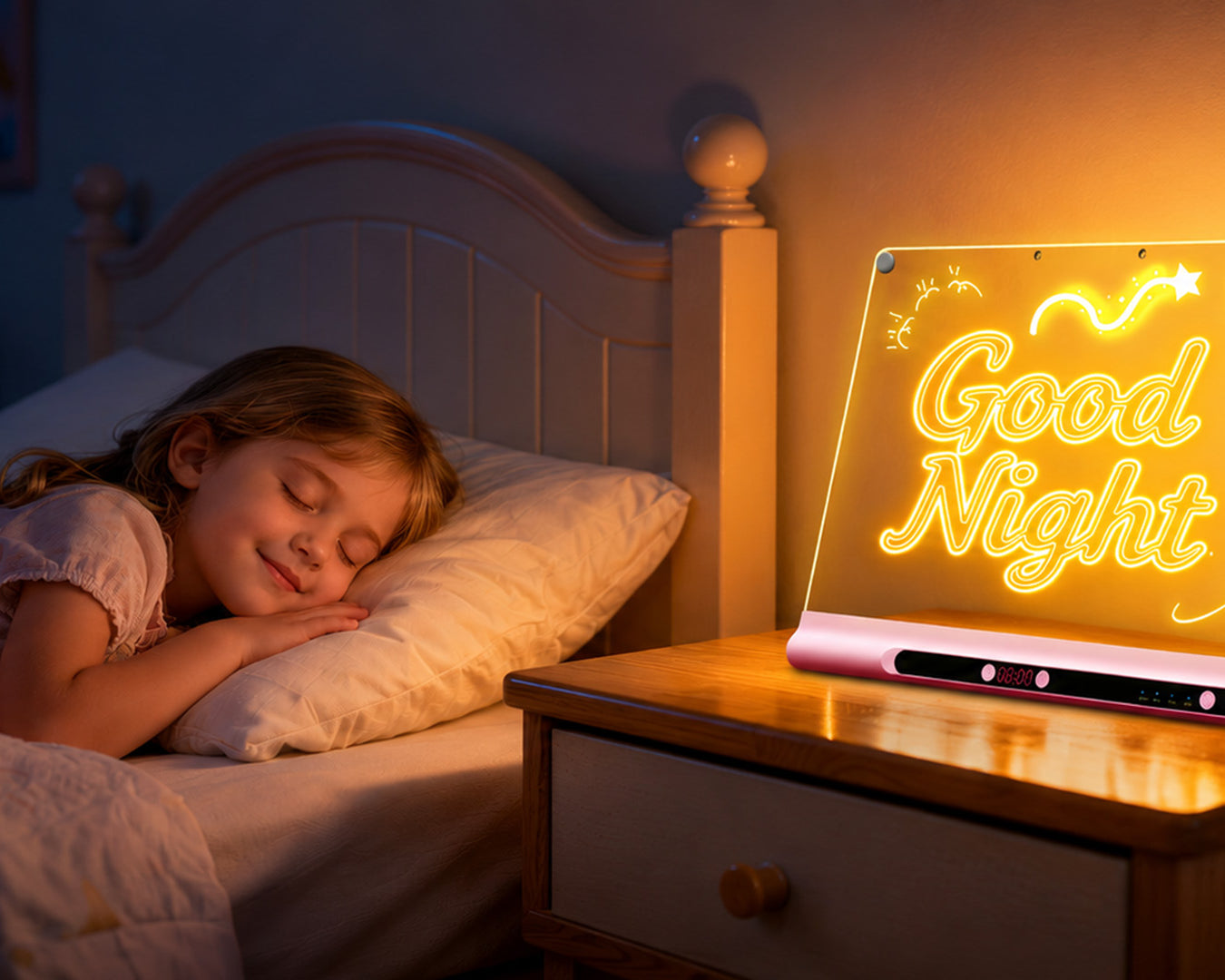 Geokay GlowPro 16-inch LED Drawing Board as a glowing night light for kids bedroom