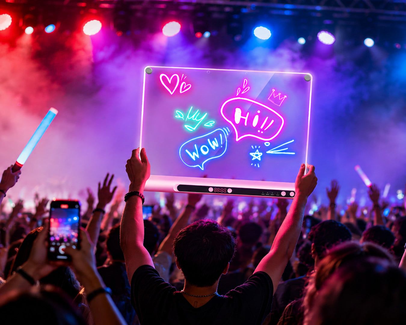 Geokay GlowPro 16-inch LED Drawing Board for glowing messages at live performances