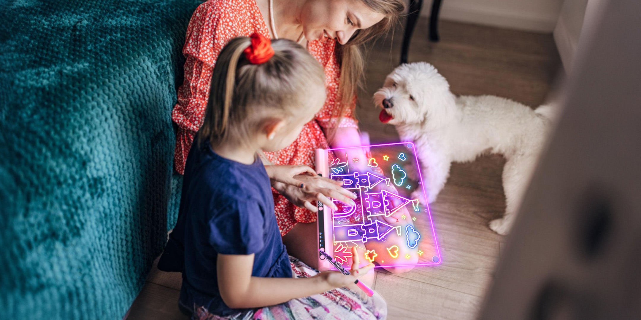 Geokay GlowPro 16-inch LED Drawing Board as a creative night light for kids bedroom decor