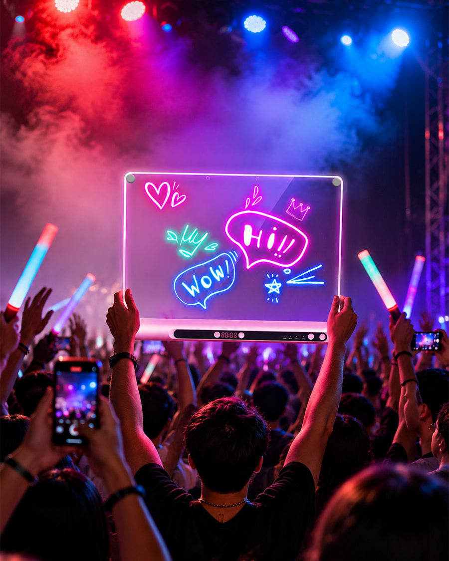 Geokay GlowPro 16-inch LED Drawing Board for glowing messages at live performances