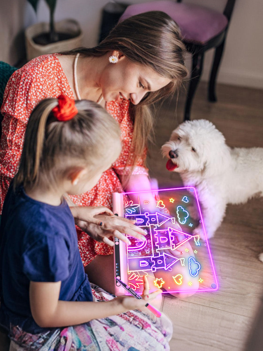 Geokay GlowPro 16-inch LED Drawing Board as a creative night light for kids bedroom decor