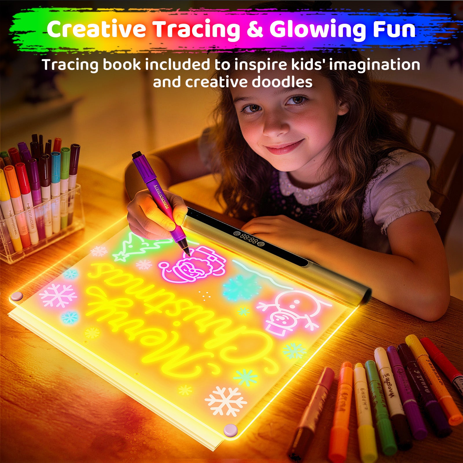Geokay GlowPro 16-inch LED Drawing Board for creative drawing, family activities, gifts, and kids learning