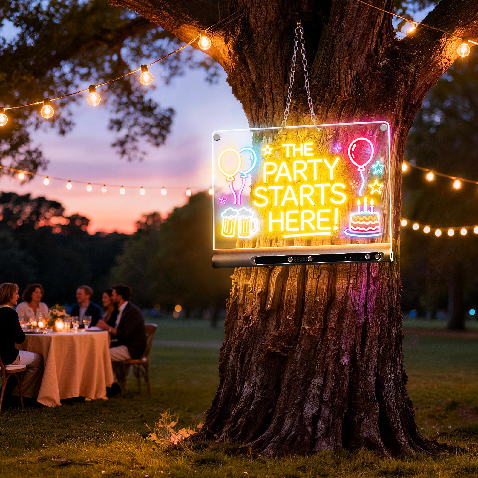 Geokay GlowPro 16-inch LED Drawing Board as a party message board and decoration