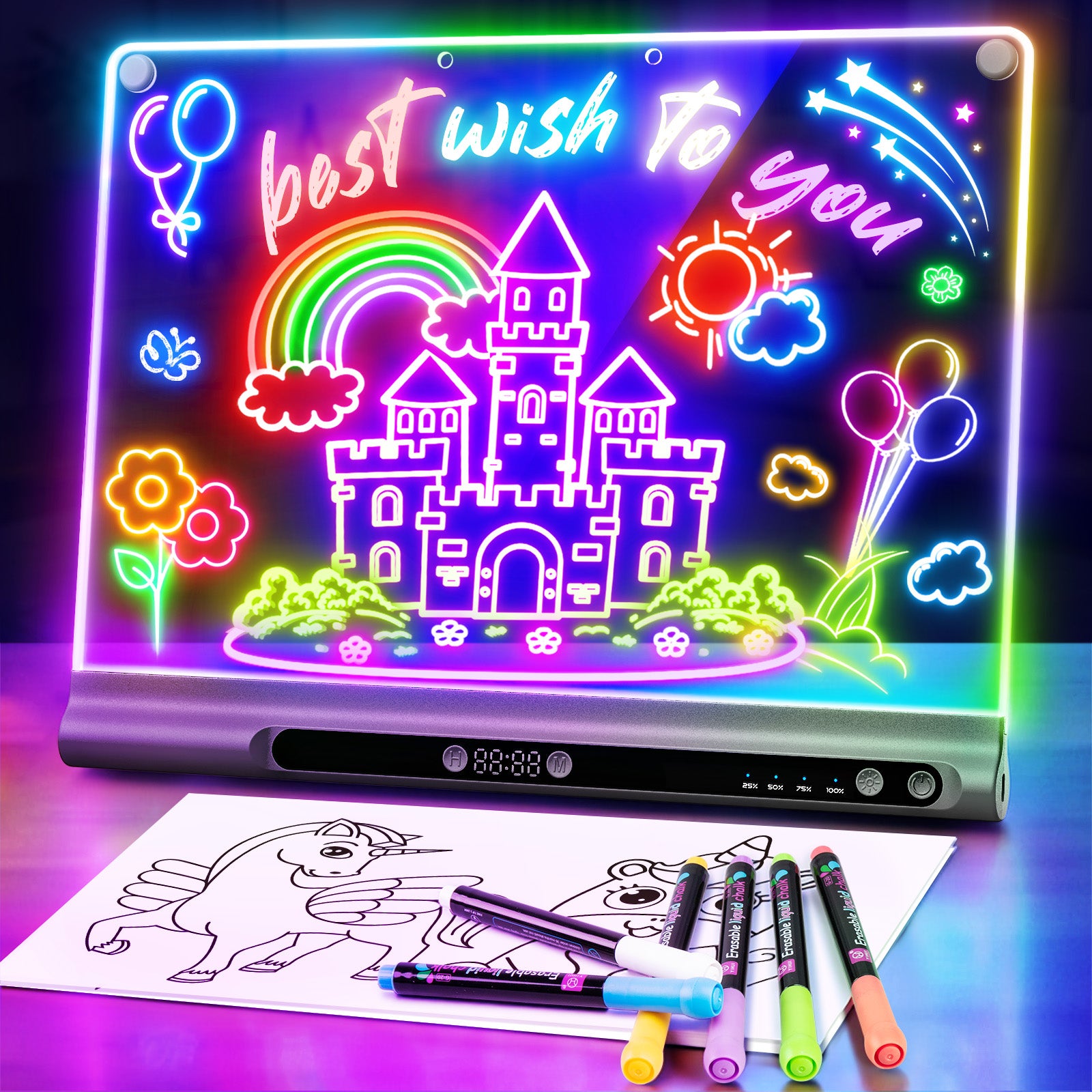 Geokay GlowPro 16-inch LED Drawing Board for creative drawing, family activities, gifts, and kids learning