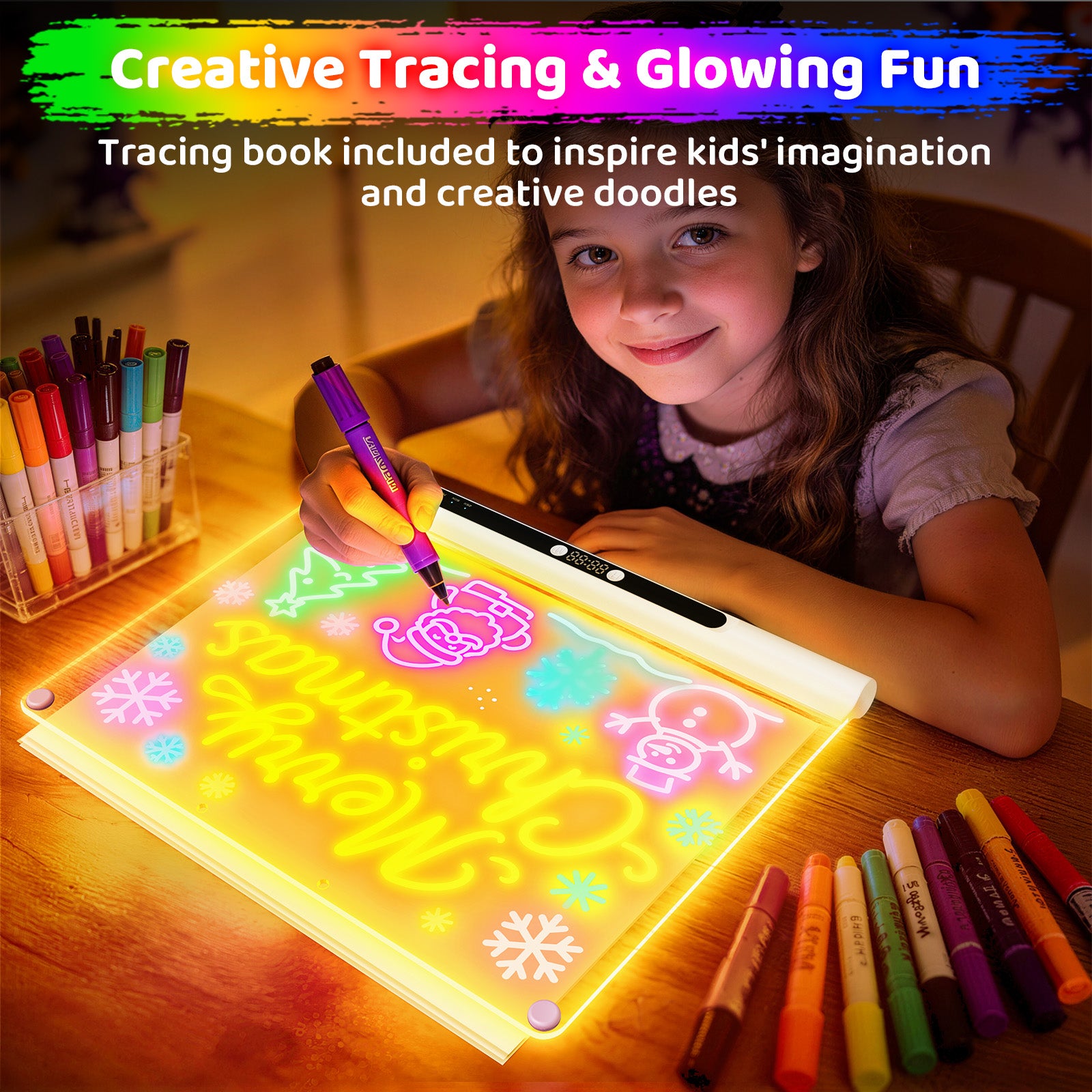 Geokay GlowPro 16-inch LED Drawing Board for creative drawing, family activities, gifts, and kids learning