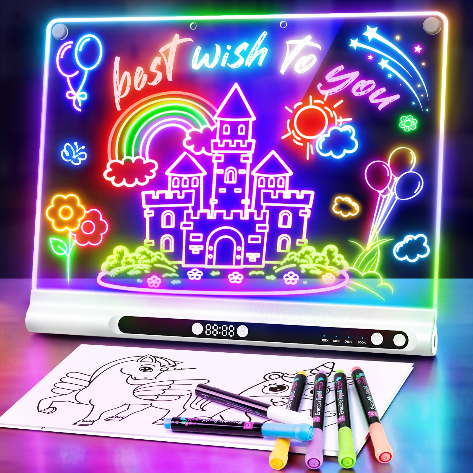 Geokay GlowPro 16-inch LED Drawing Board for creative drawing, family activities, gifts, and kids learning