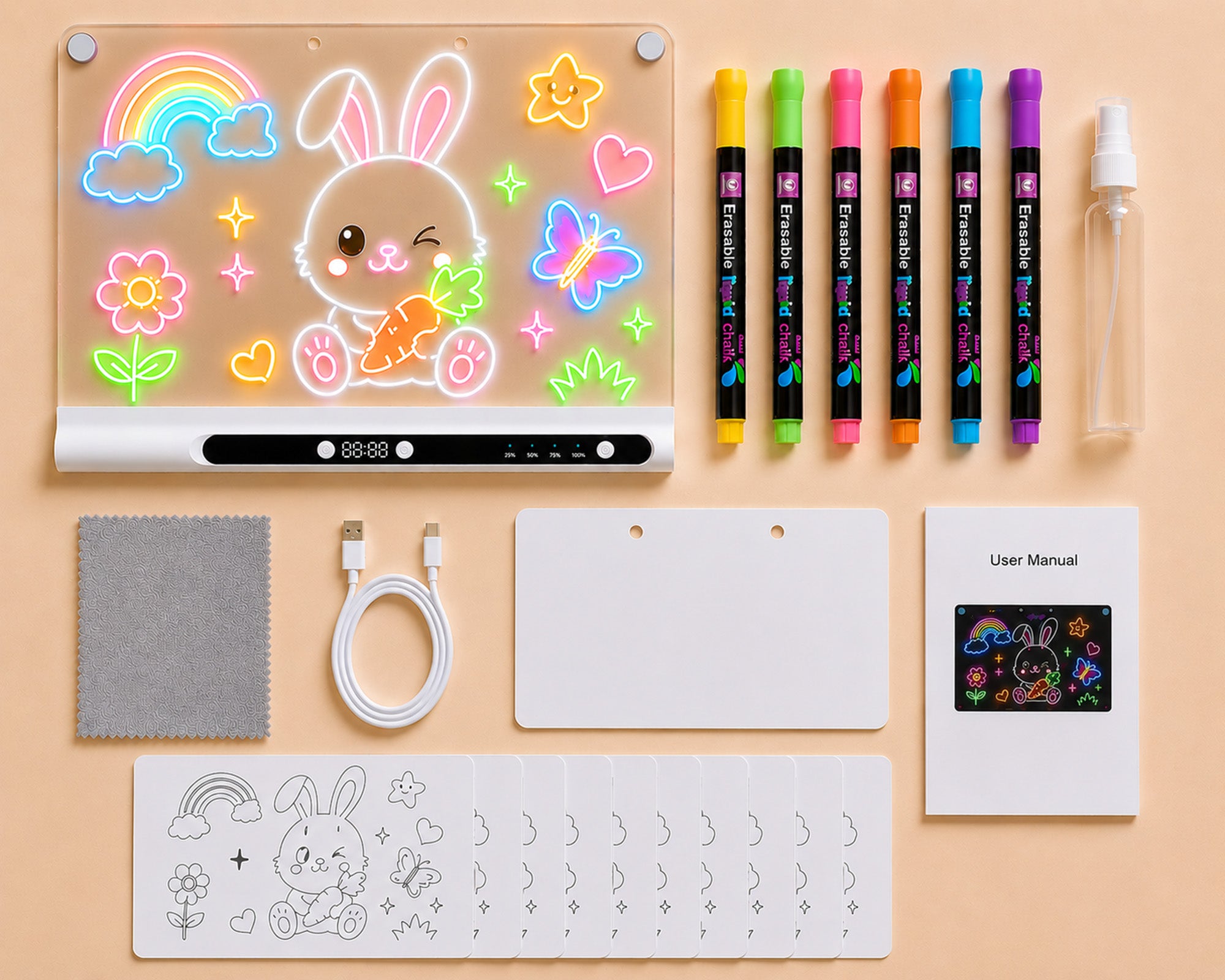 Geokay GlowPro_16-inch LED Drawing Board whats in the box