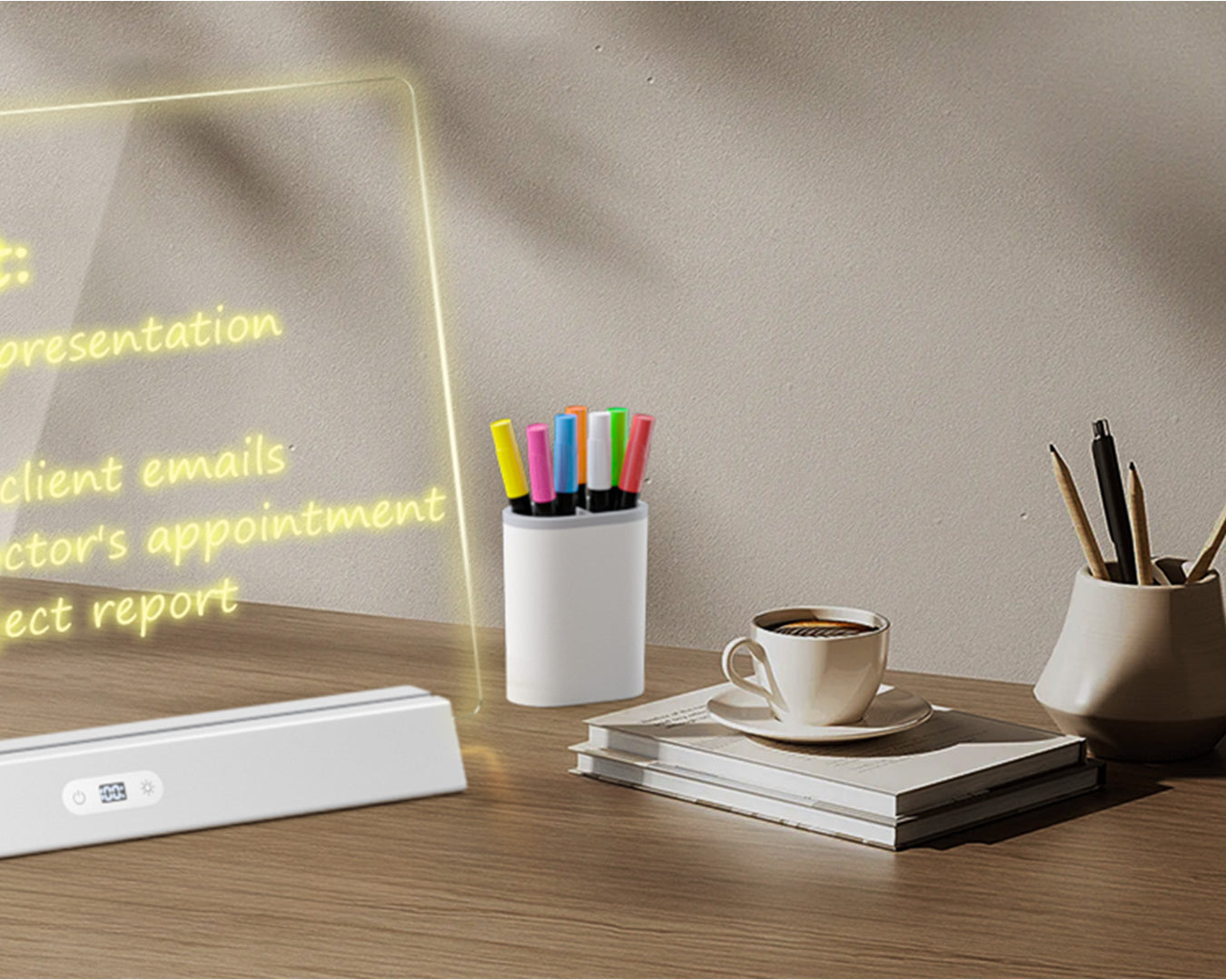 Geokay GlowStand_17-inch LED Drawing Board as a message board in the office