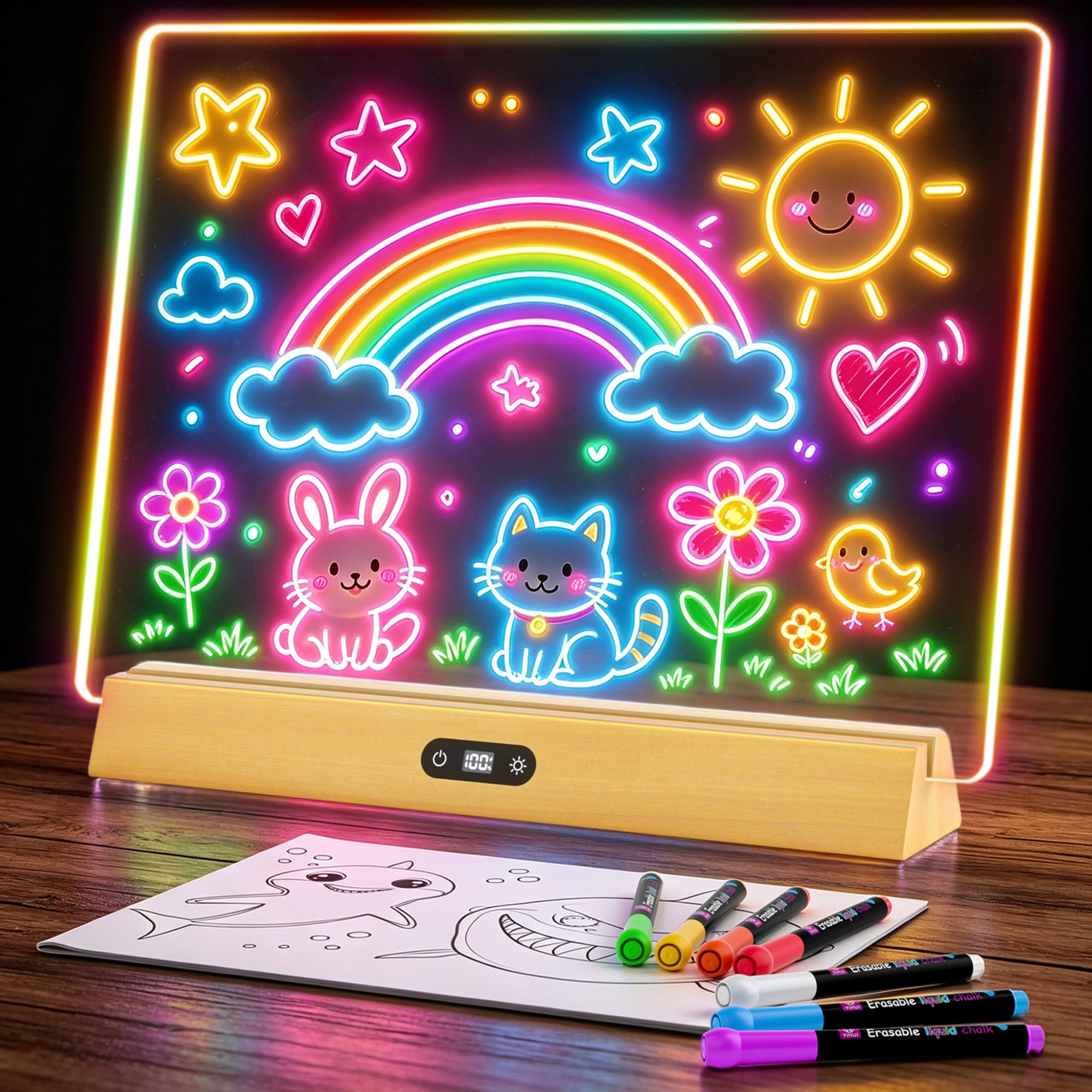 Geokay GlowStand_17-inch LED Drawing Board for kids drawing, writing and screen-free creative play