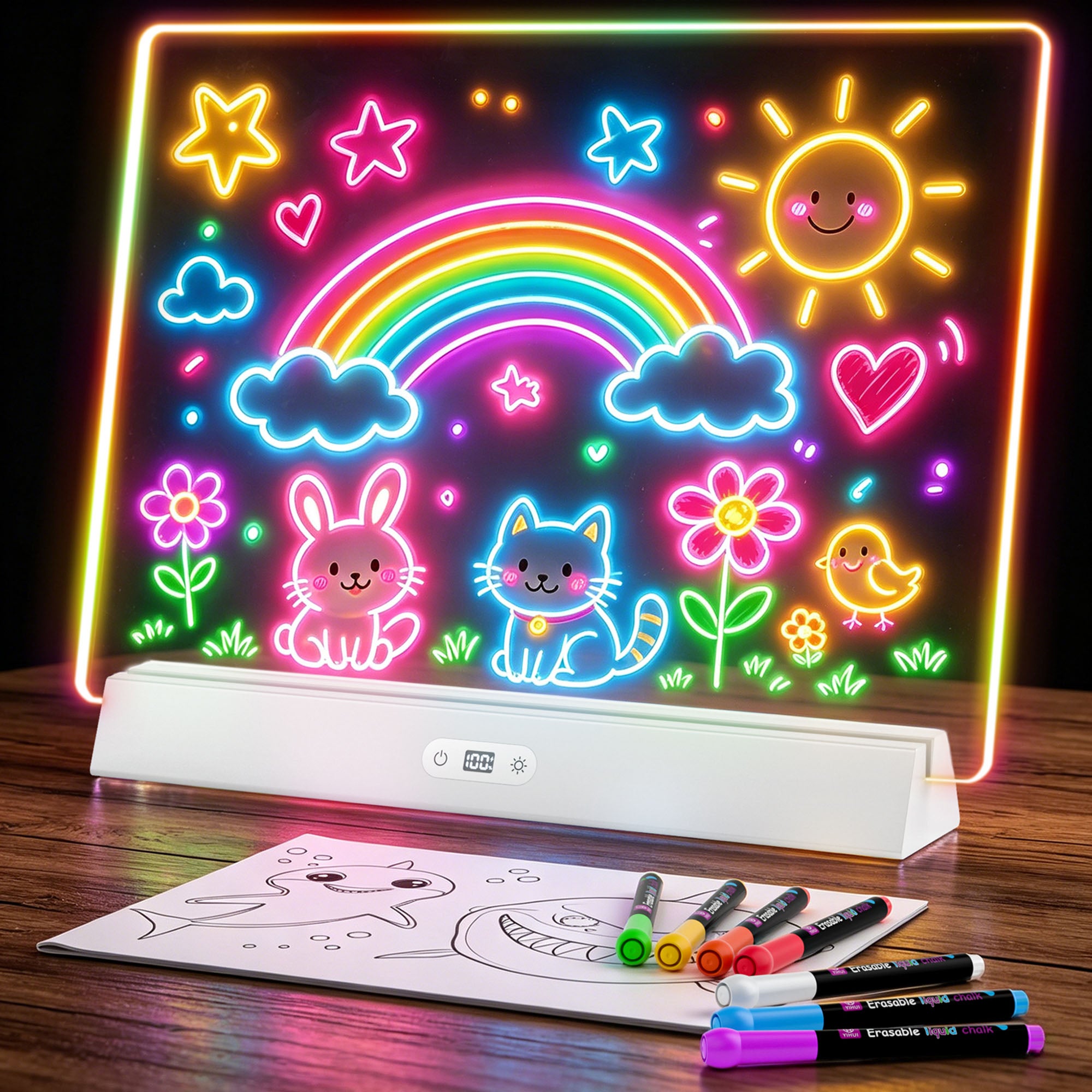 Geokay GlowStand_17-inch LED Drawing Board for kids drawing, writing and screen-free creative play