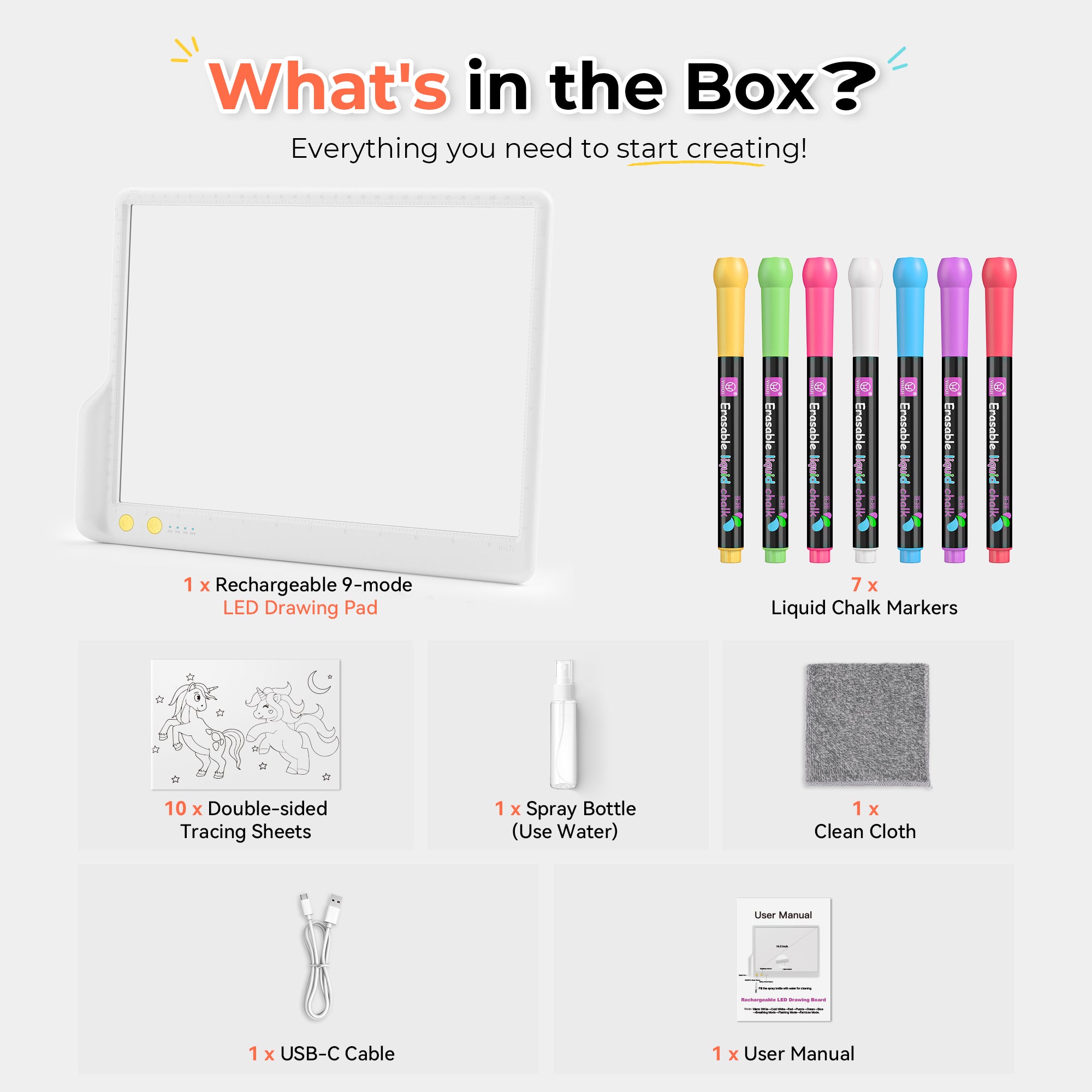 Geokay LumiLite A4 LED Drawing Board what's in the box