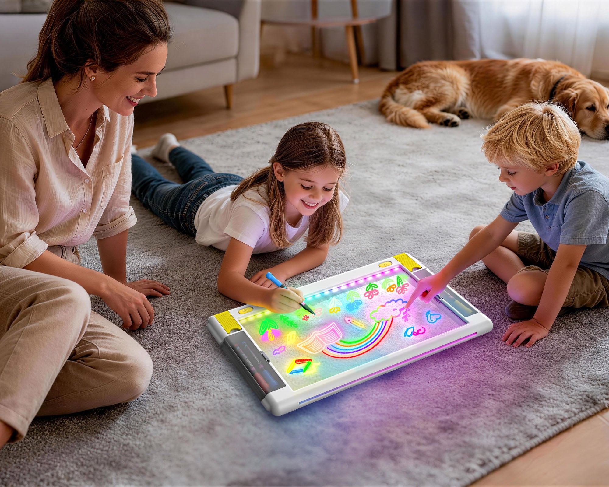 Geokay LumiPro 15-inch LED Drawing Board for kids drawing, writing and screen-free creative play 2000_1600