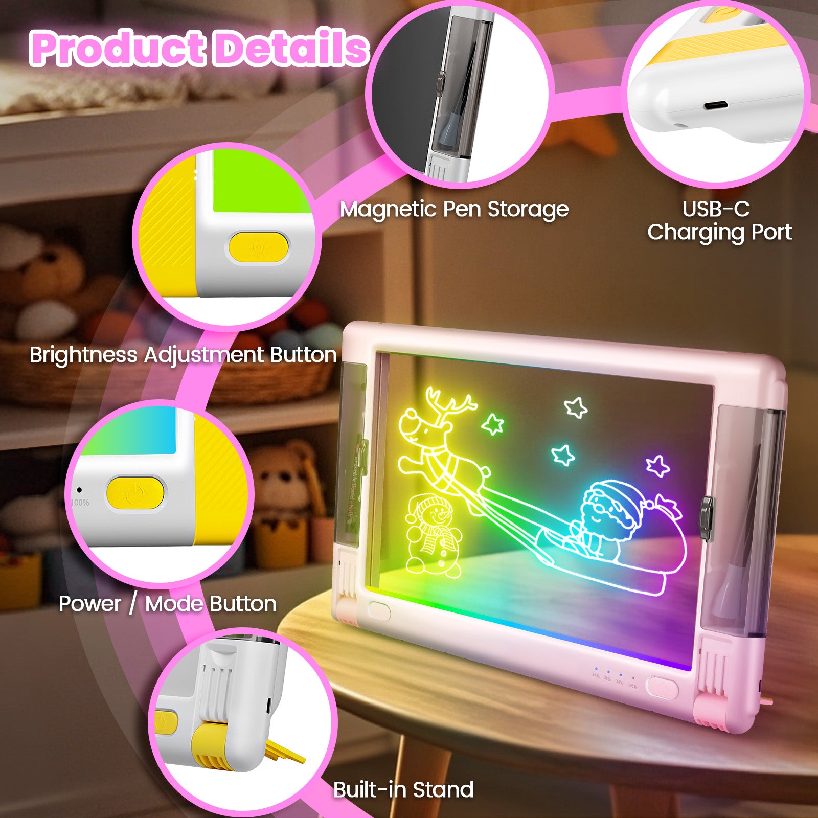 Geokay LumiPro 15-inch LED Drawing Board for creative drawing, family activities, gifts, and kids learning