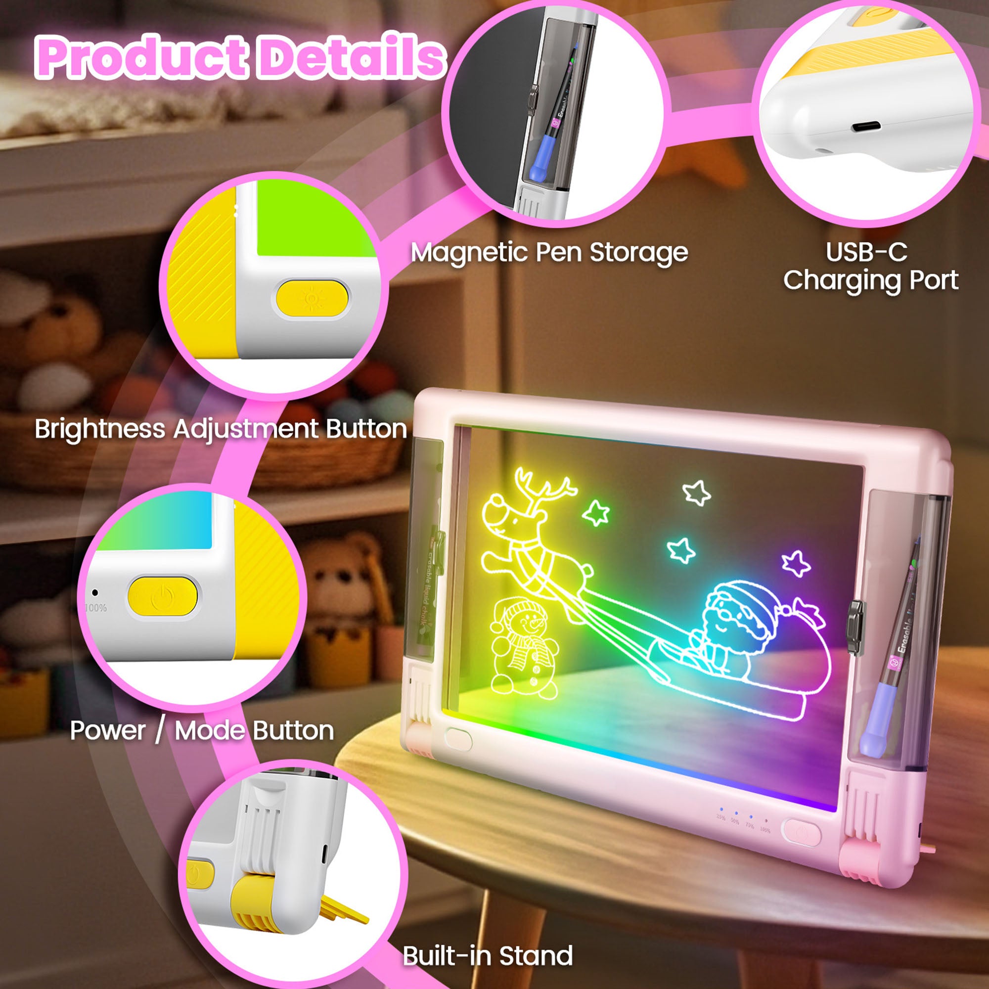 Geokay LumiPro 15-inch LED Drawing Board for creative drawing, family activities, gifts, and kids learning