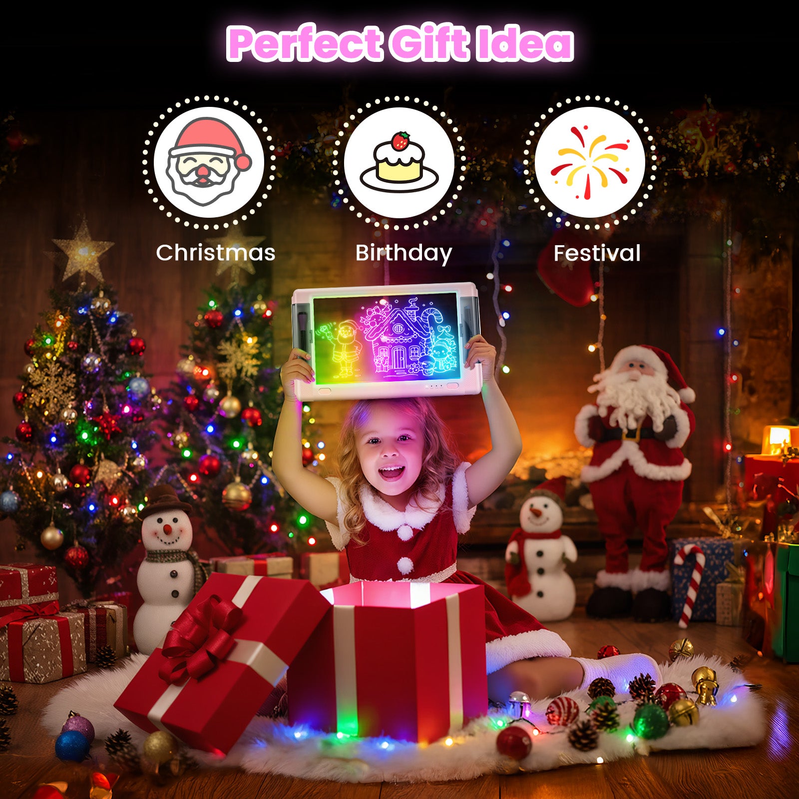 Geokay LumiPro 15-inch LED Drawing Board holiday gift for kids creative play