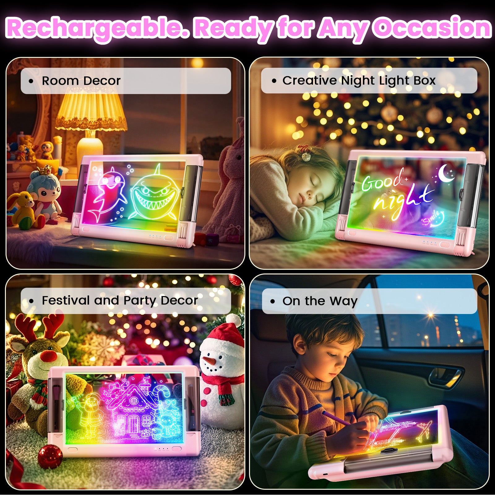 Geokay LumiPro 15-inch LED Drawing Board for creative drawing, family activities, gifts, and kids learning
