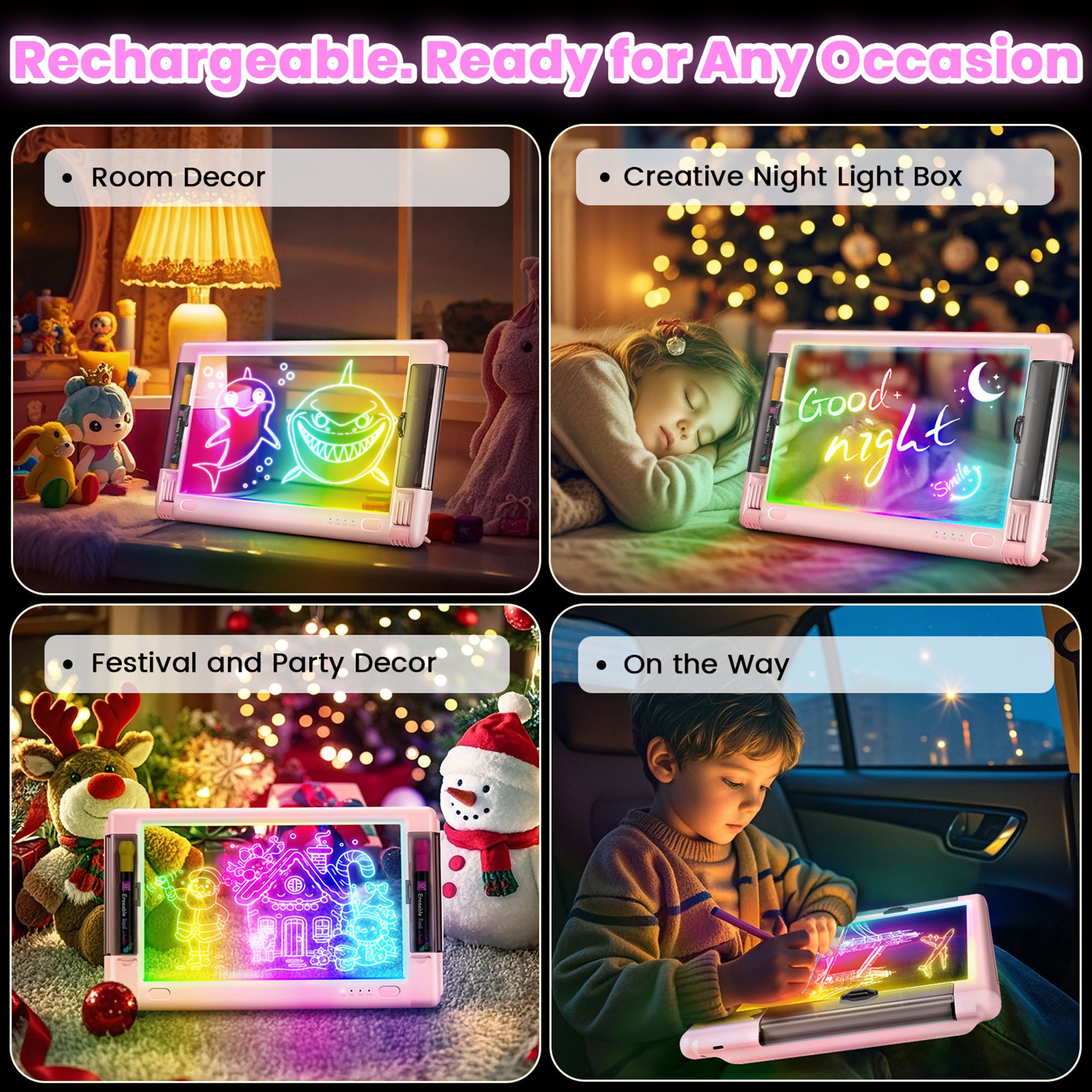 Geokay LumiPro 15-inch LED Drawing Board for creative drawing, family activities, gifts, and kids learning