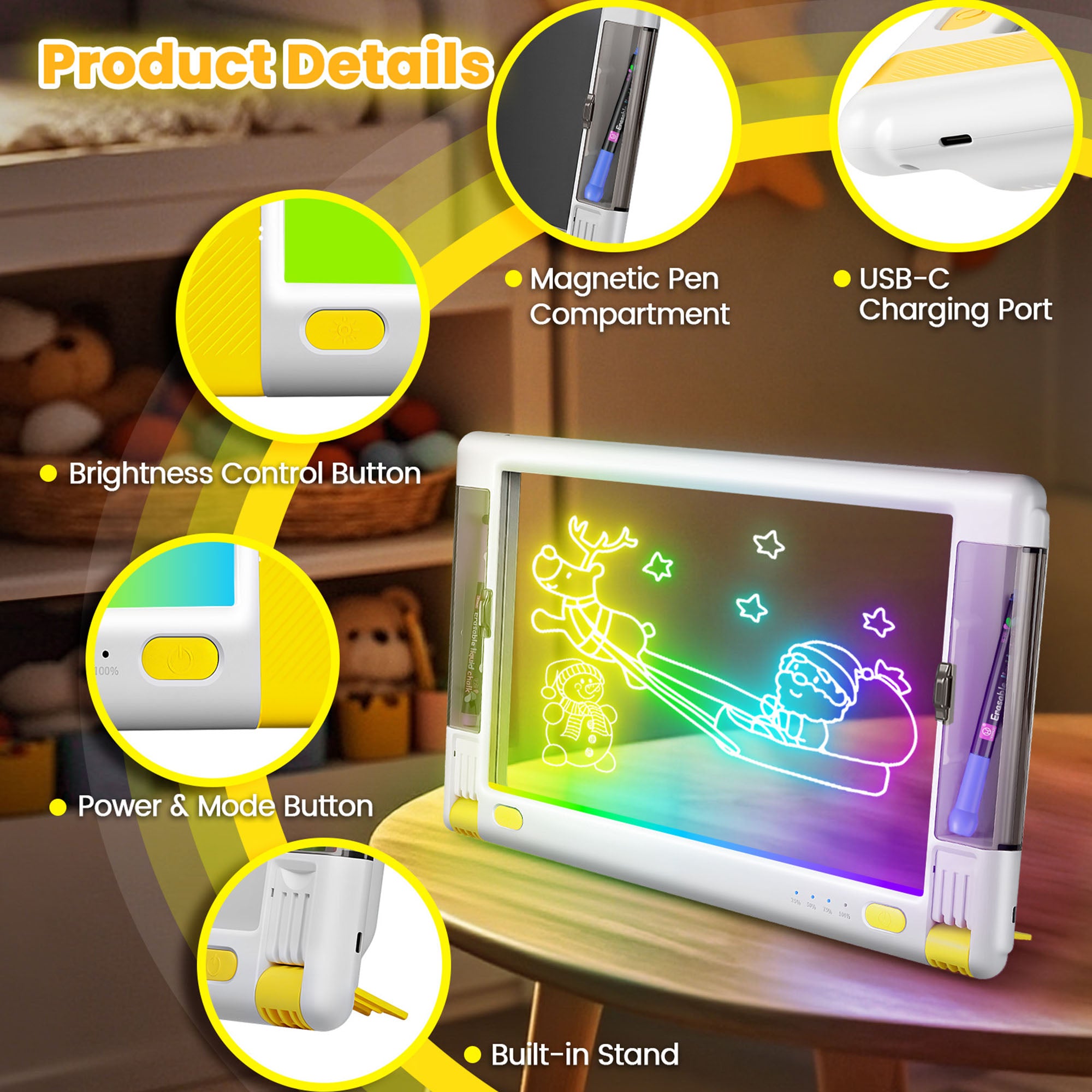 Geokay LumiPro 15-inch LED Drawing Board for creative drawing, family activities, gifts, and kids learning