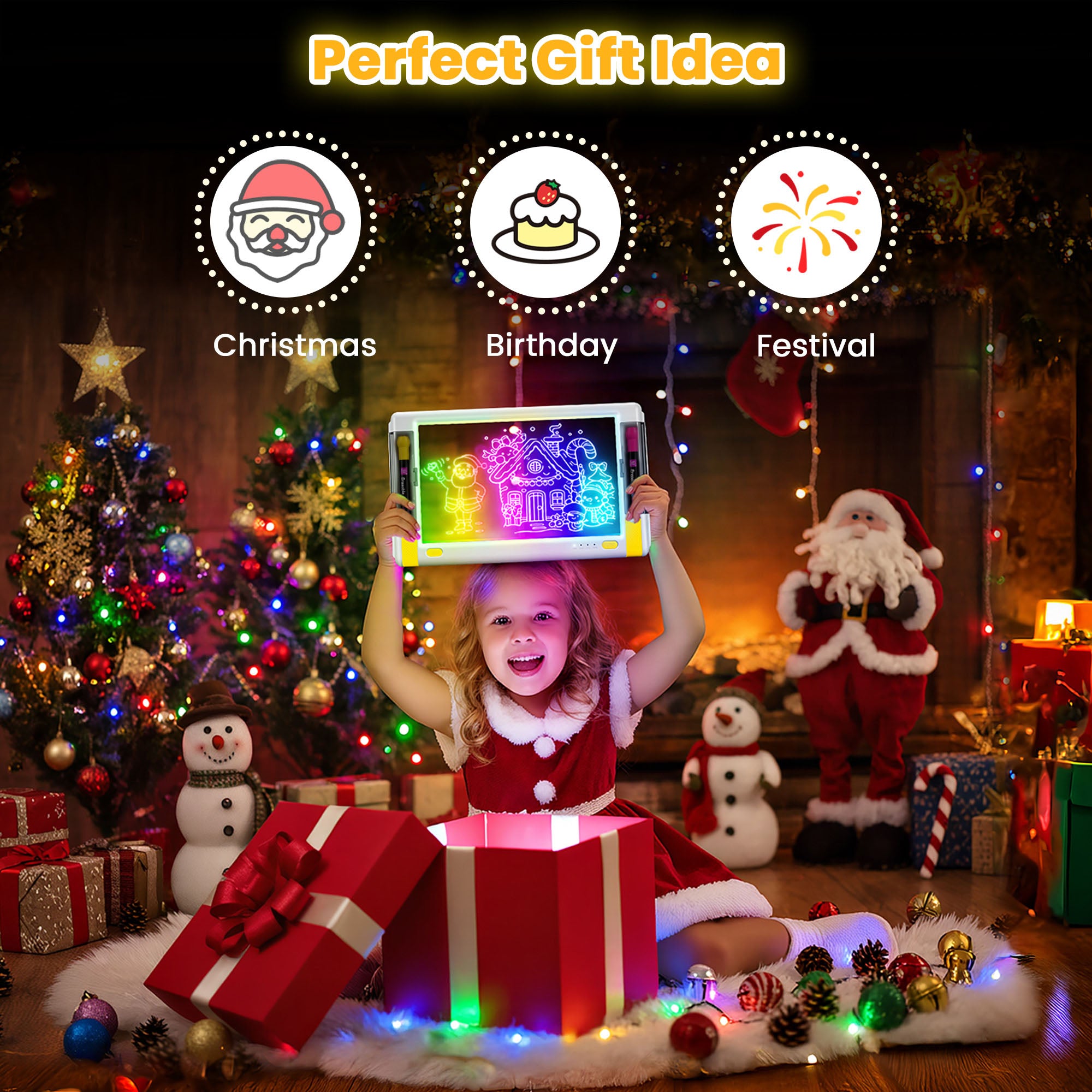 Geokay LumiPro 15-inch LED Drawing Board holiday gift for kids creative play