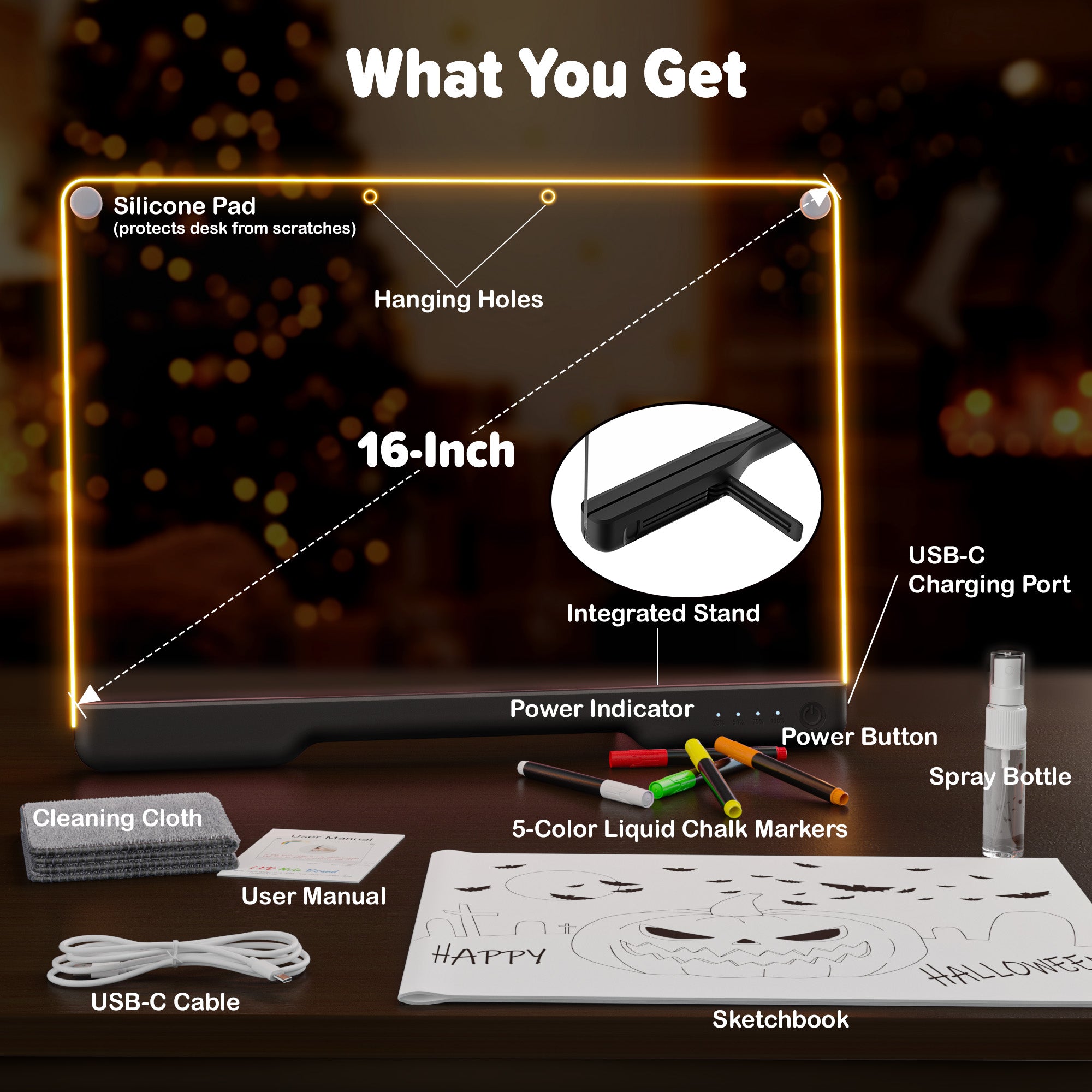 Geokay GlowLite 16-inch LED Drawing Board for creative drawing, family activities, gifts, and kids learning