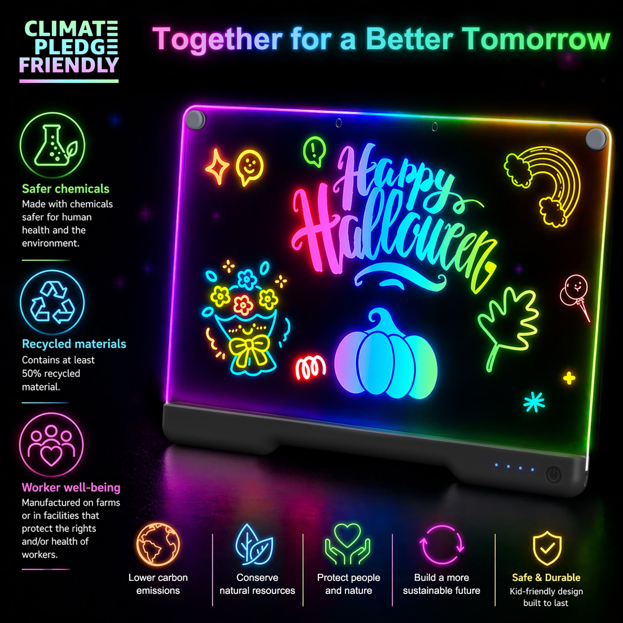 Geokay GlowLite 16-inch LED Drawing Board for creative drawing, family activities, gifts, and kids learning