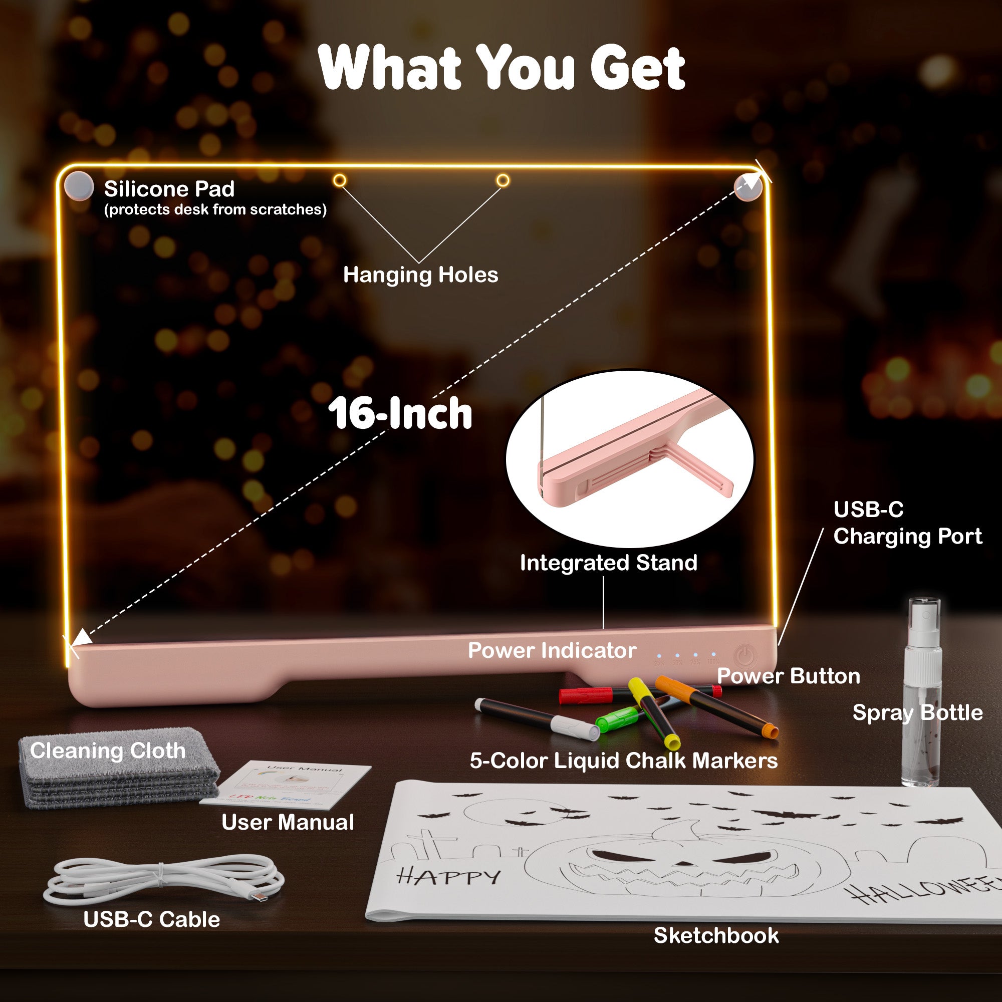Geokay GlowLite 16-inch LED Drawing Board for creative drawing, family activities, gifts, and kids learning