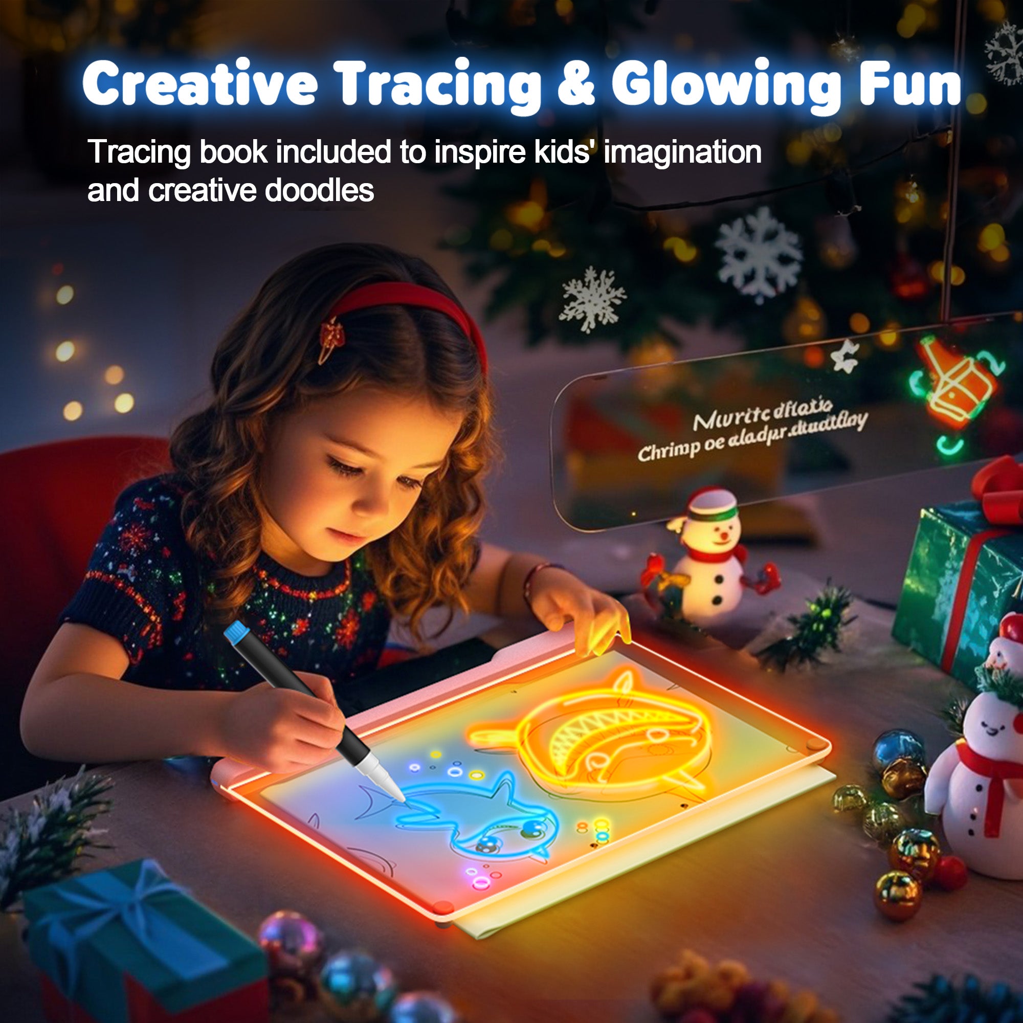 Geokay GlowLite 16-inch LED Drawing Board for creative drawing, family activities, gifts, and kids learning