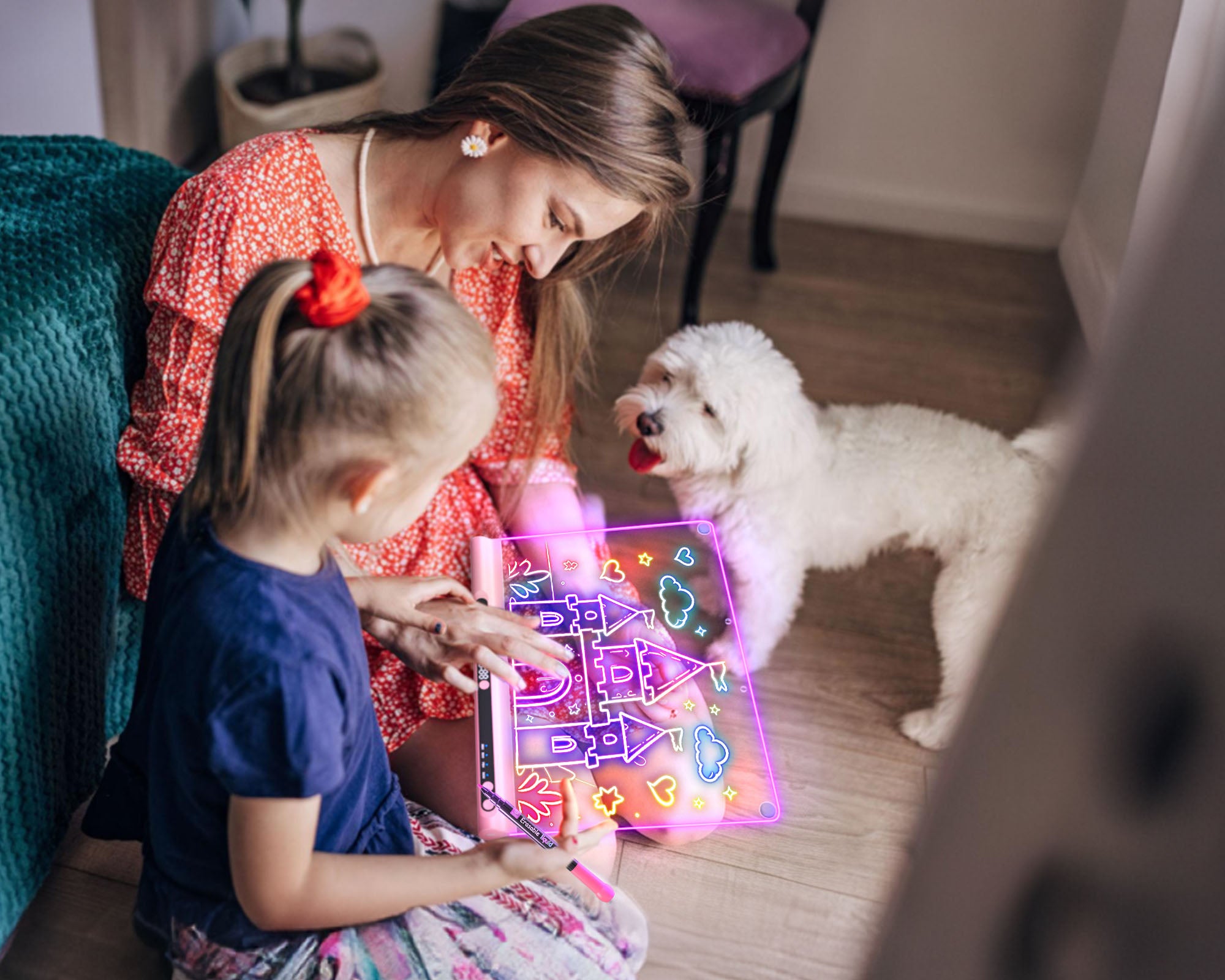 Geokay GlowPro 16-inch LED Drawing Board as a creative night light for kids bedroom decor