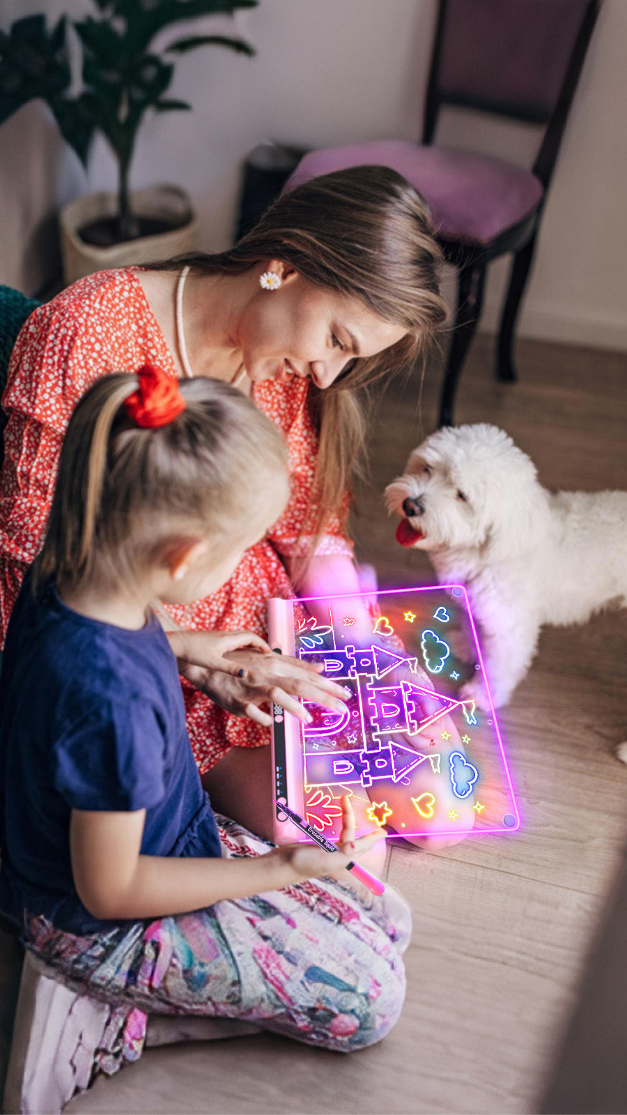 Geokay GlowPro 16-inch LED Drawing Board as a creative night light for kids bedroom decor