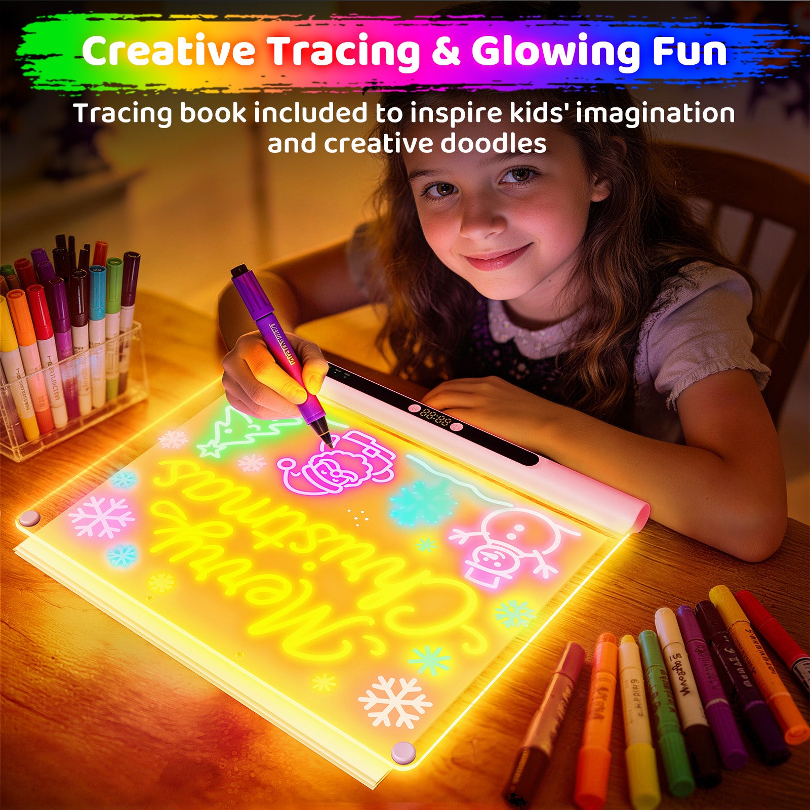 Geokay GlowPro 16-inch LED Drawing Board for creative drawing, family activities, gifts, and kids learning