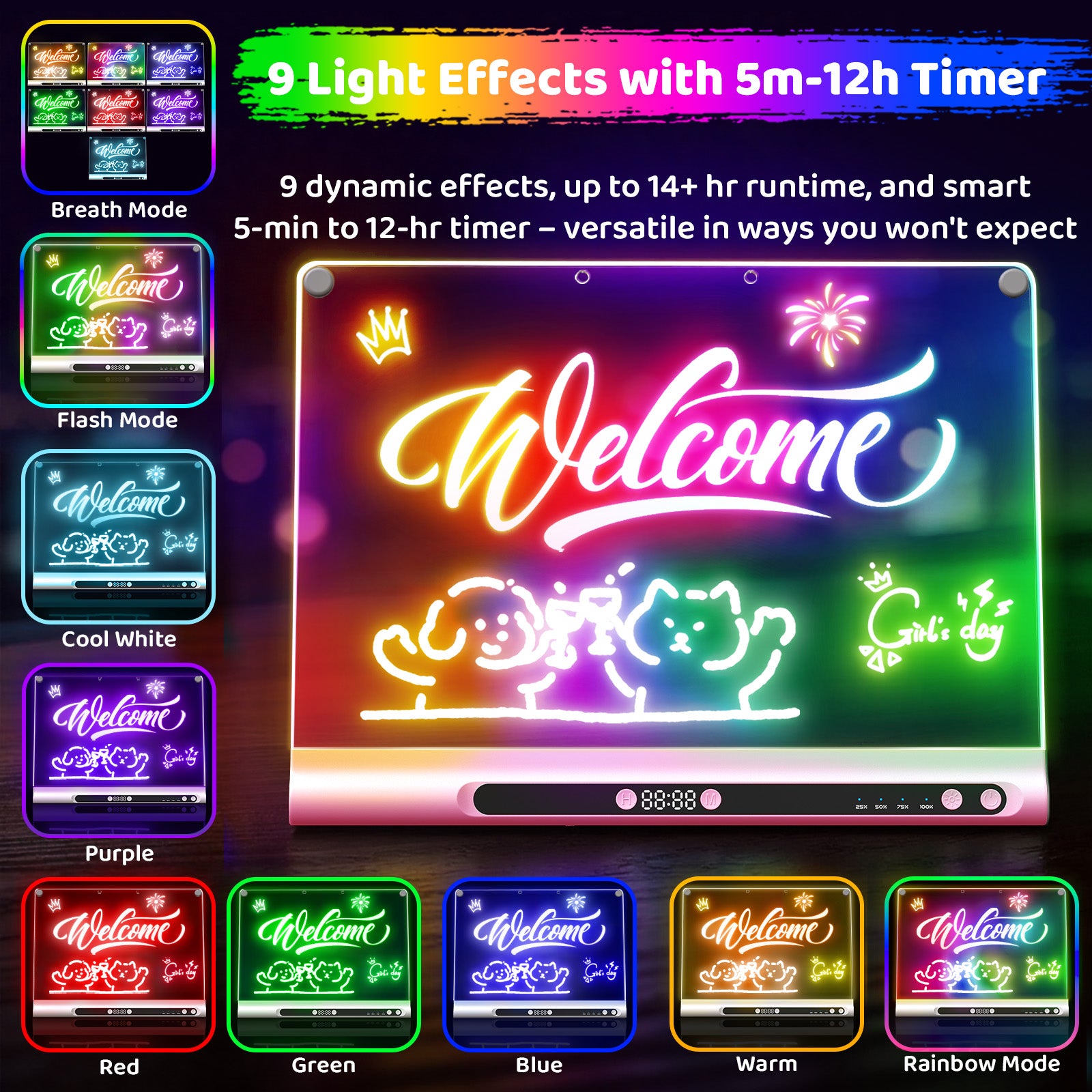 Geokay GlowPro 16-inch LED Drawing Board with 9 light effects
