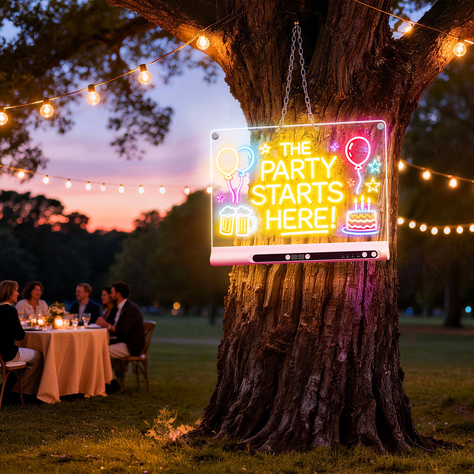 Geokay GlowPro 16-inch LED Drawing Board as a party message board and decoration