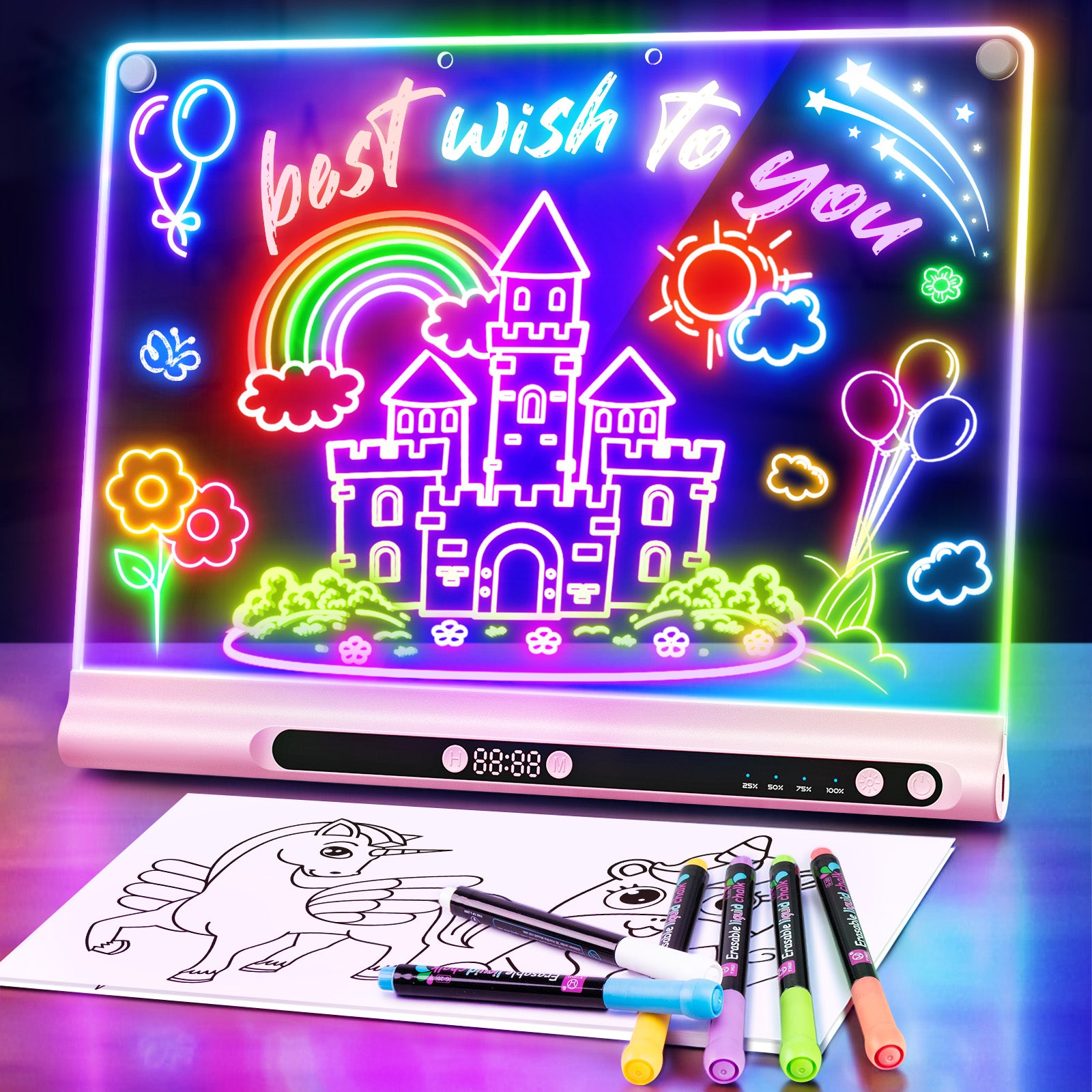 Geokay GlowPro 16-inch LED Drawing Board for creative drawing, family activities, gifts, and kids learning