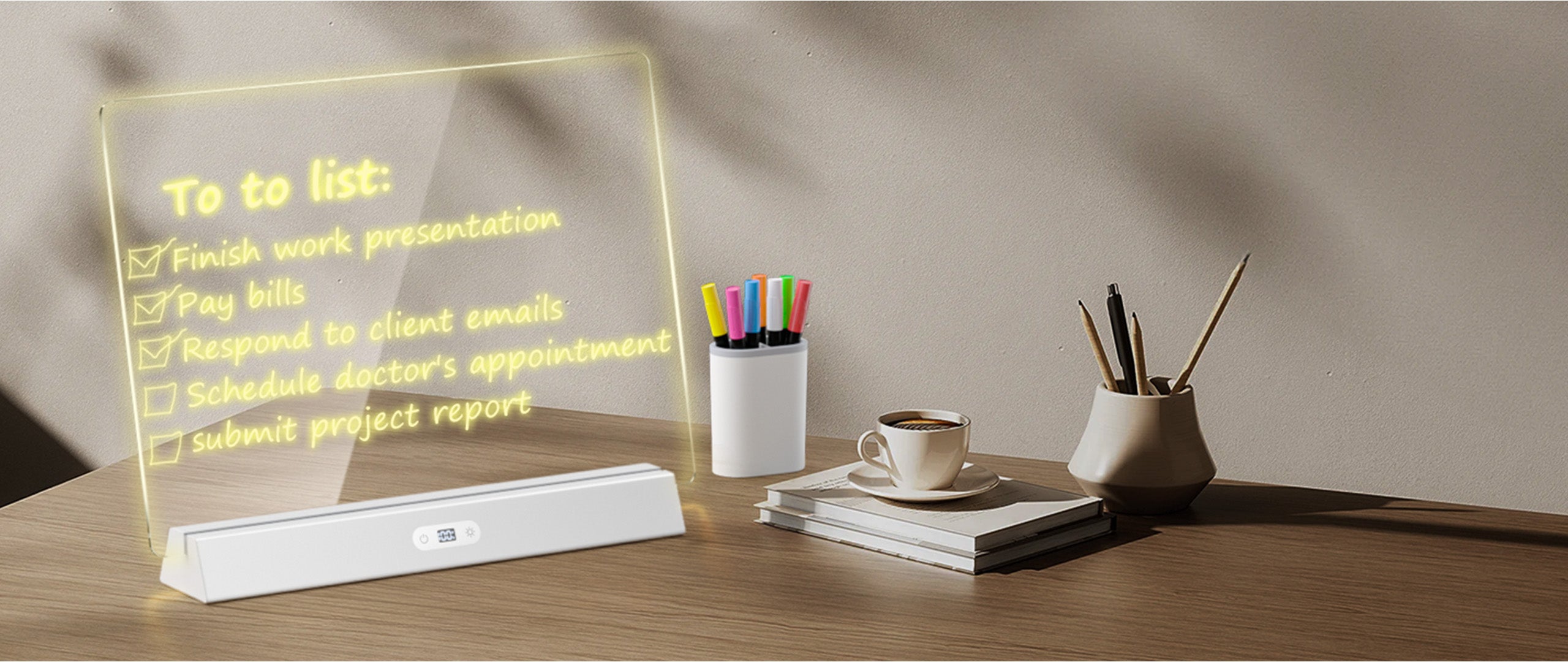 Geokay GlowStand_17-inch LED Drawing Board as a message board in the office