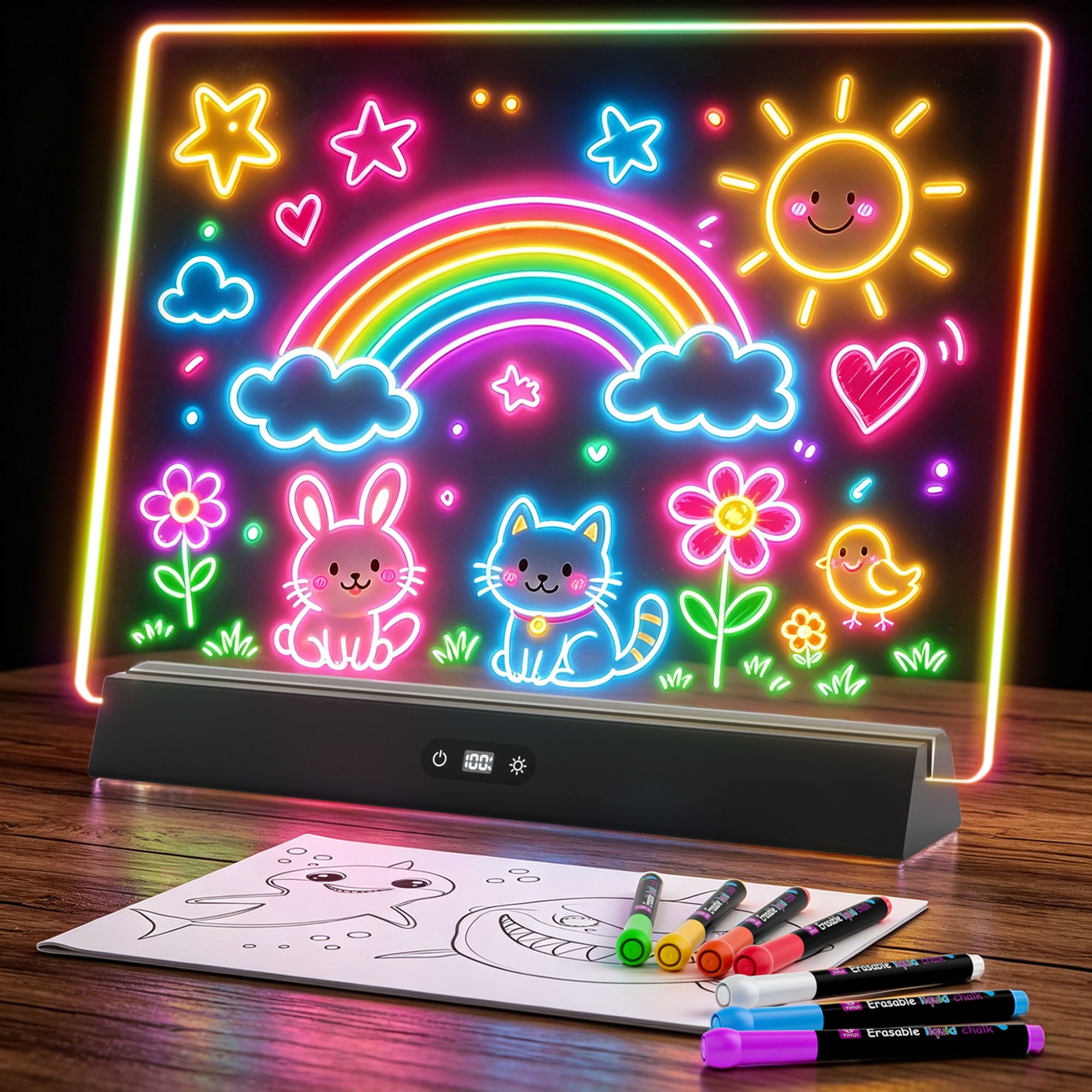 Geokay GlowStand_17-inch LED Drawing Board for kids drawing, writing and screen-free creative play
