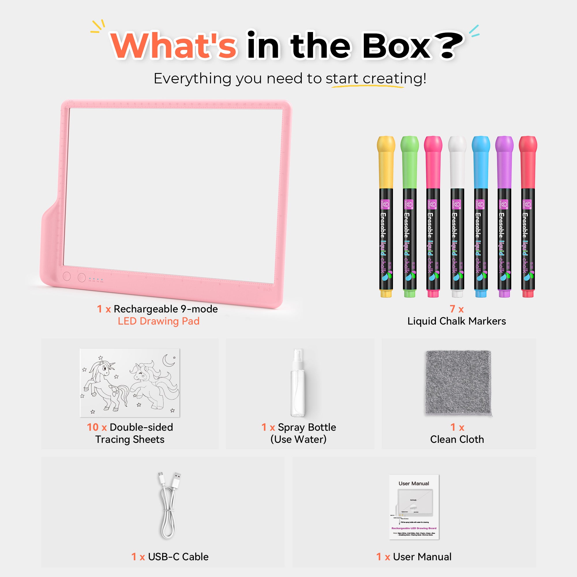 Geokay LumiLite A4 LED Drawing Board what's in the box