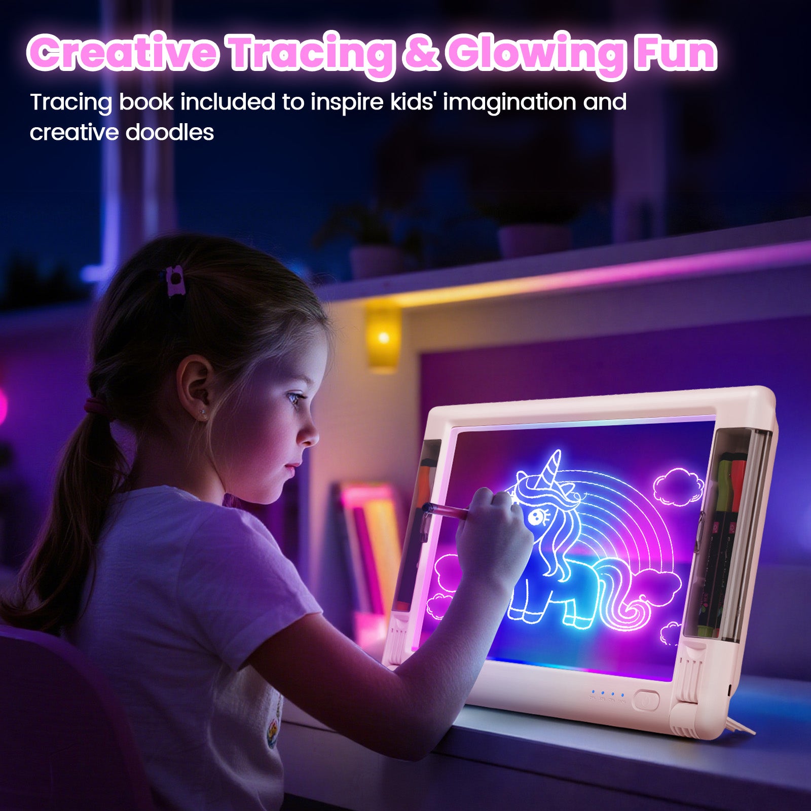Geokay LumiPro 15-inch LED Drawing Board for creative drawing, family activities, gifts, and kids learning
