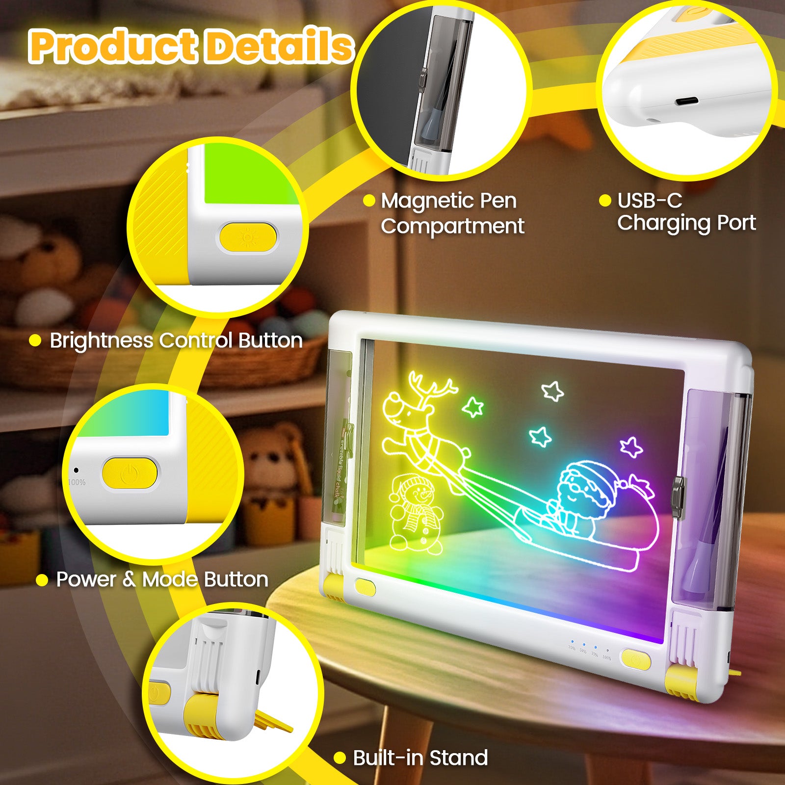 Geokay LumiPro 15-inch LED Drawing Board for creative drawing, family activities, gifts, and kids learning